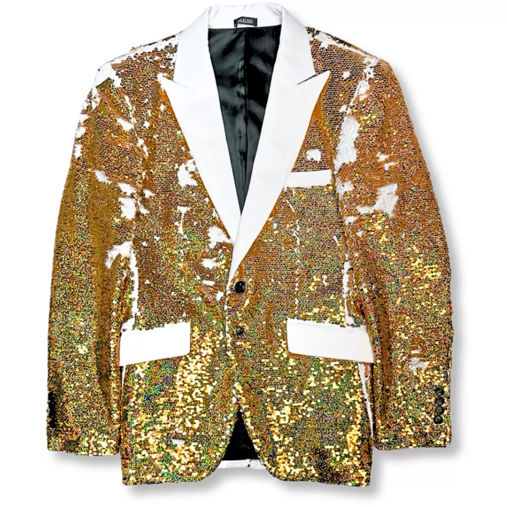 New Edition Fashion Blazers & Sportcoats-Adriano Sequin Blazer Gold/White