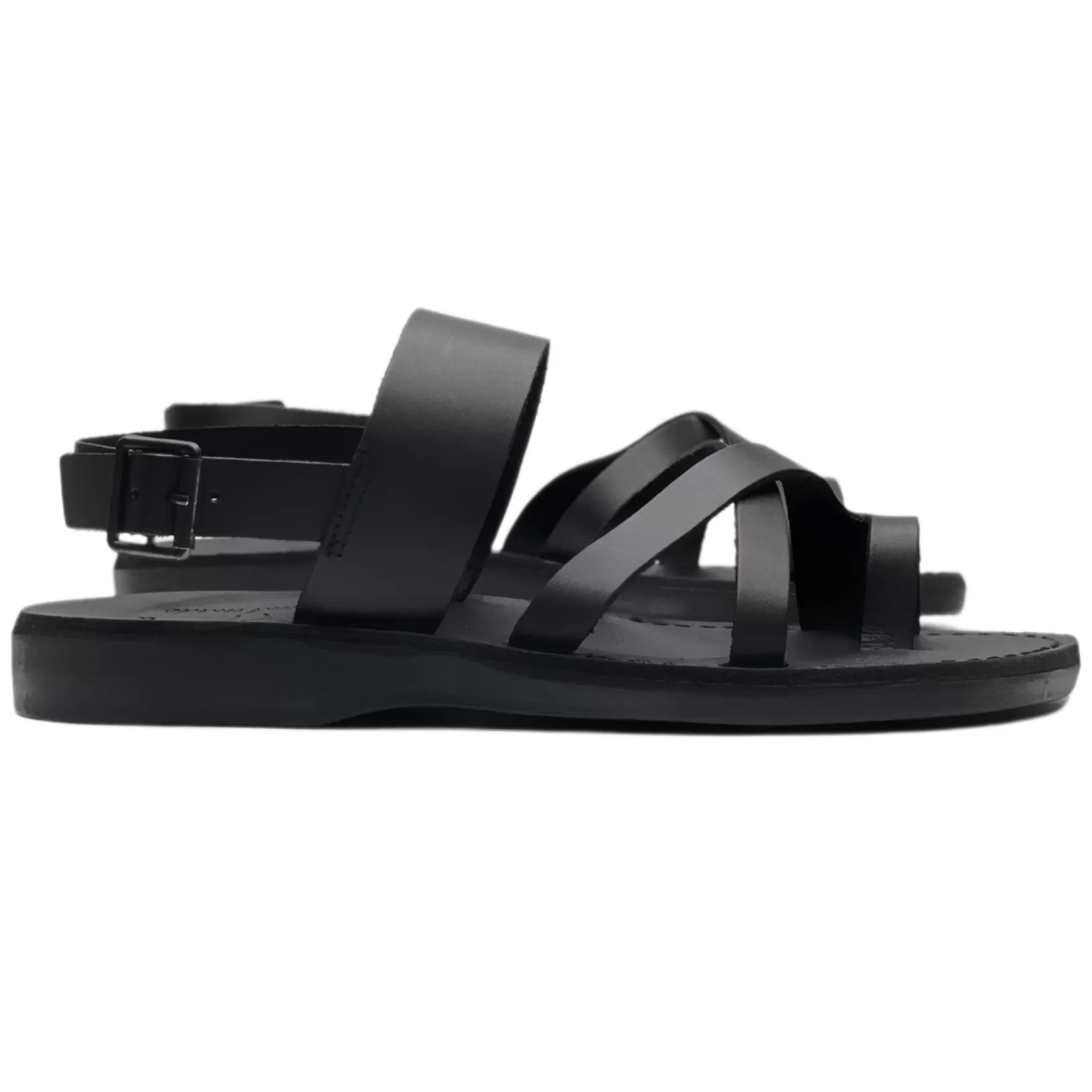 New Edition Fashion Sandals & Flip Flops-Amos Ankle Strap Flat Sandals Black