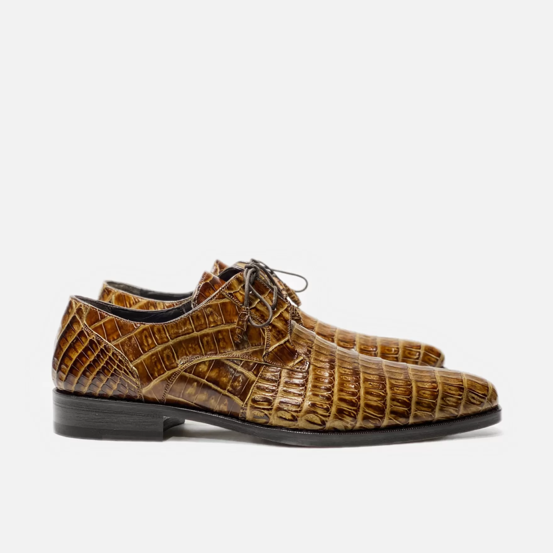 New Edition Fashion Formal Shoes-Anderson Crocodile Derby Tan