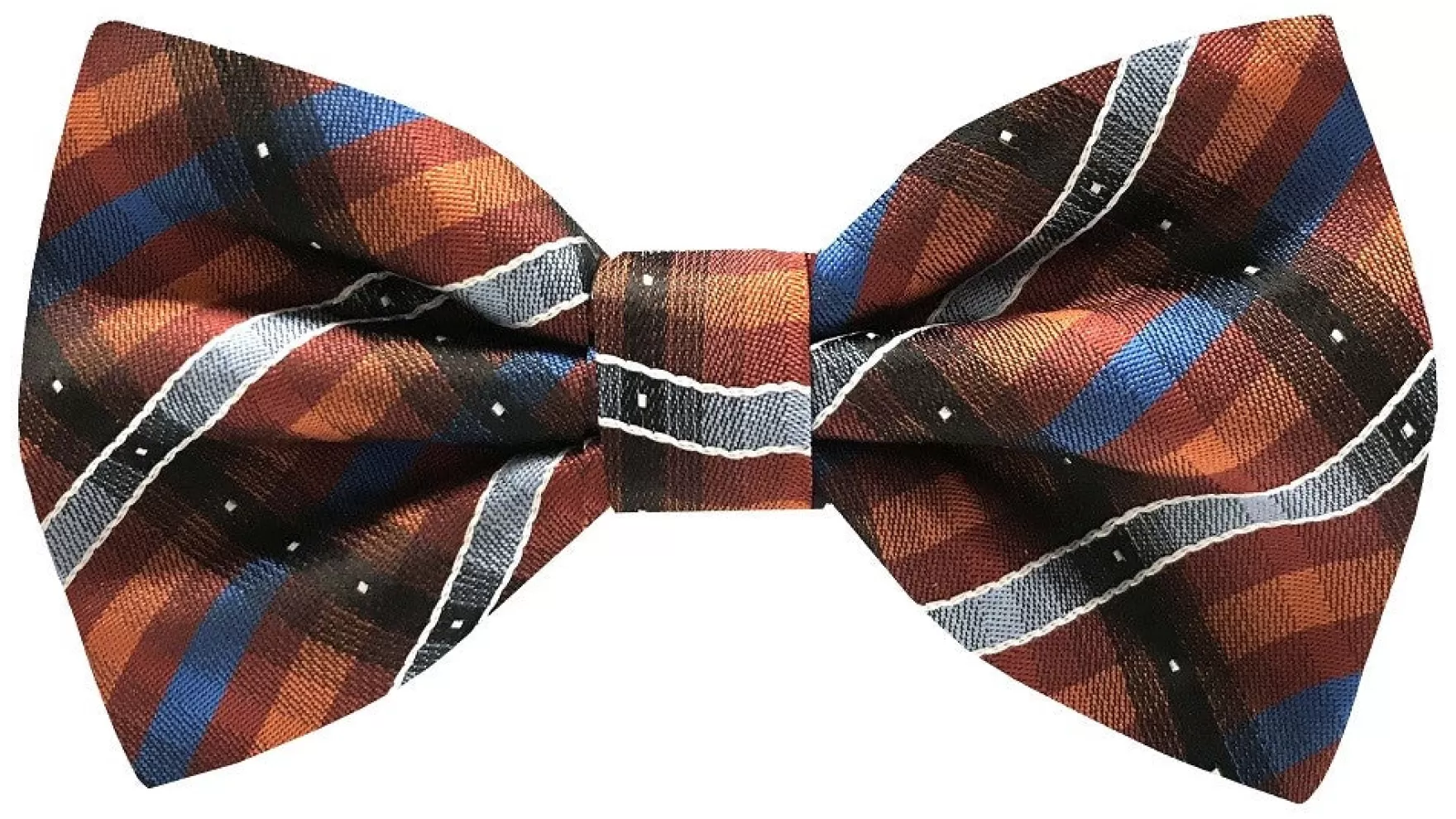 New Edition Fashion Bow Ties-Brentley Patterned Bow Tie Rust