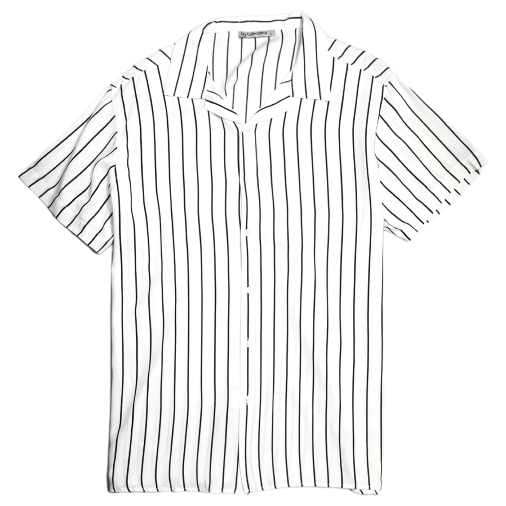 New Edition Fashion Button Downs-Callaway Striped Revere Collar Shirt White