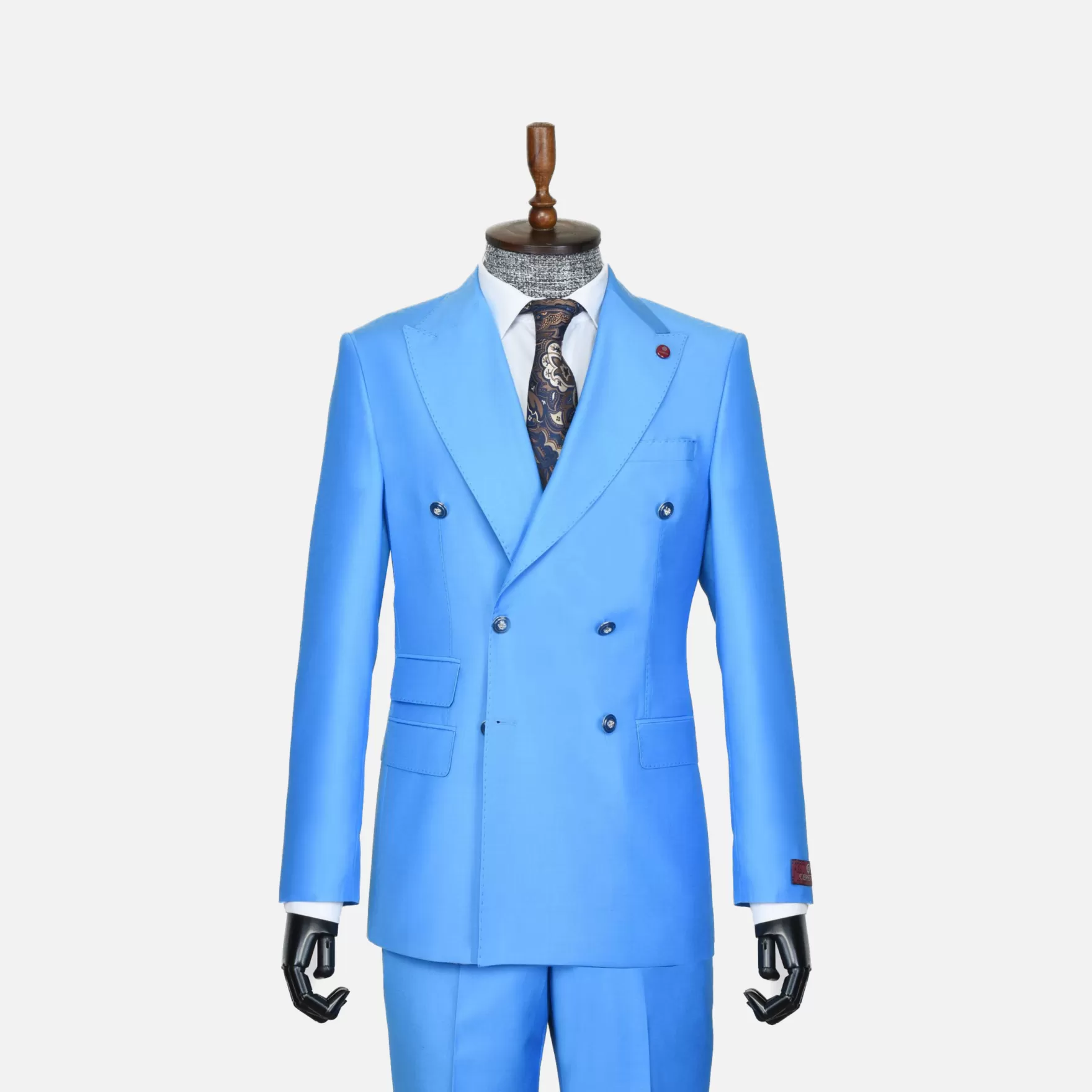 New Edition Fashion Suits-Capone Double Breasted Suit Light Blue