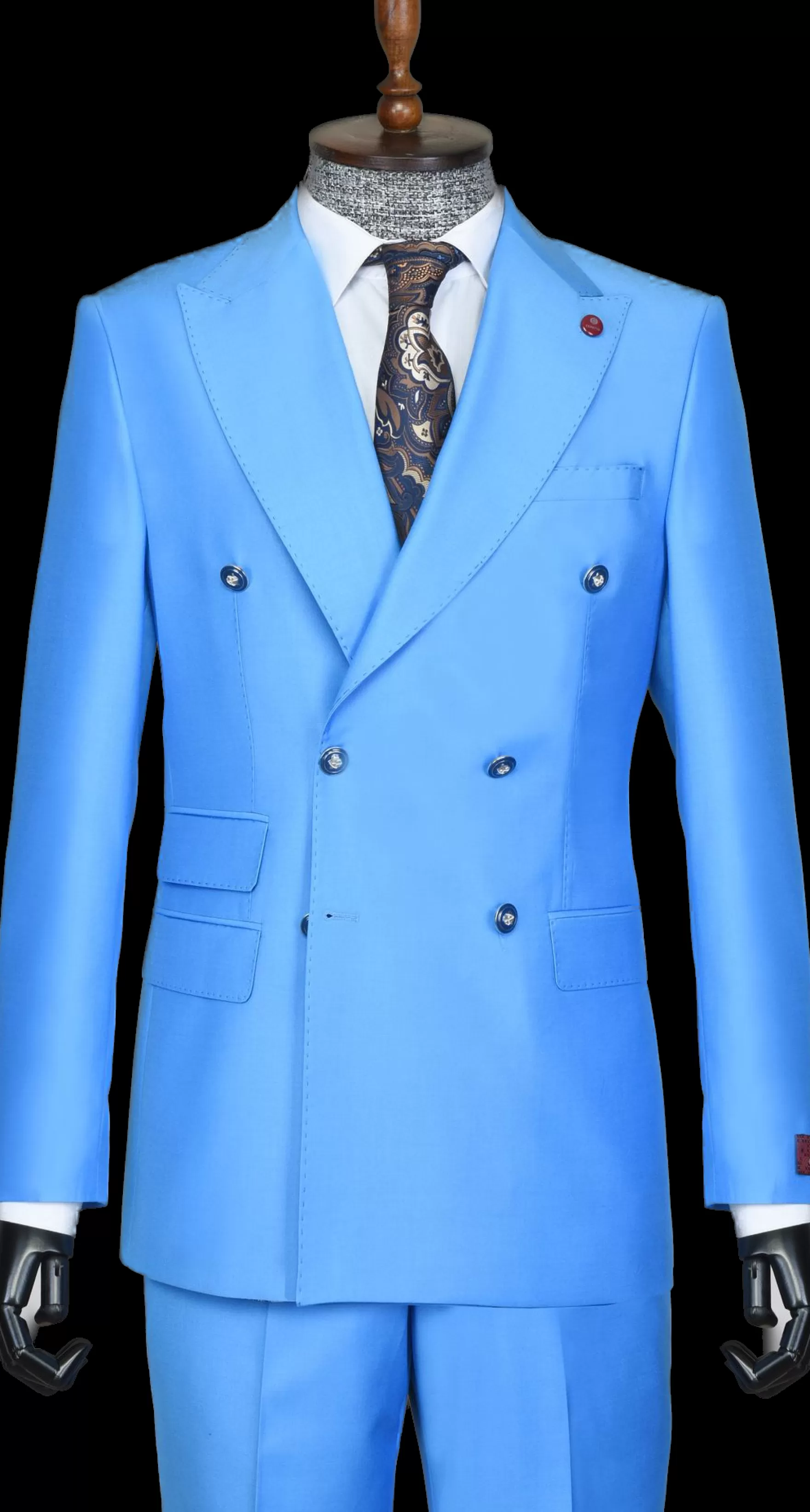 New Edition Fashion Suits-Capone Double Breasted Suit Light Blue