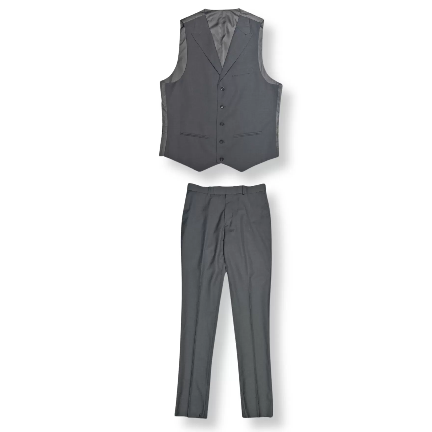 New Edition Fashion Suits-Carlton Slim Fit Vested Suit Grey