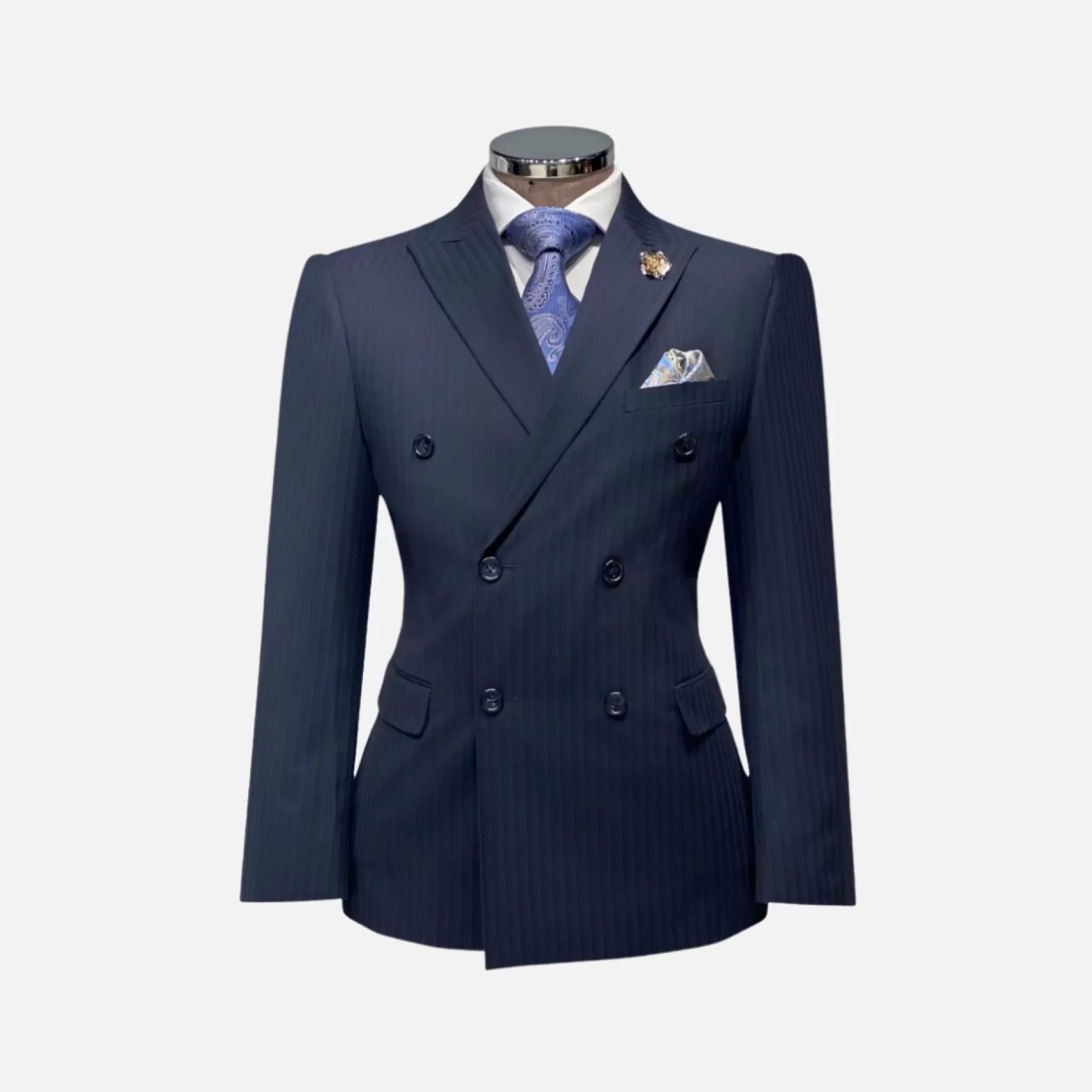 New Edition Fashion Suits-Concord Slim Fit Double Breasted Suit Navy