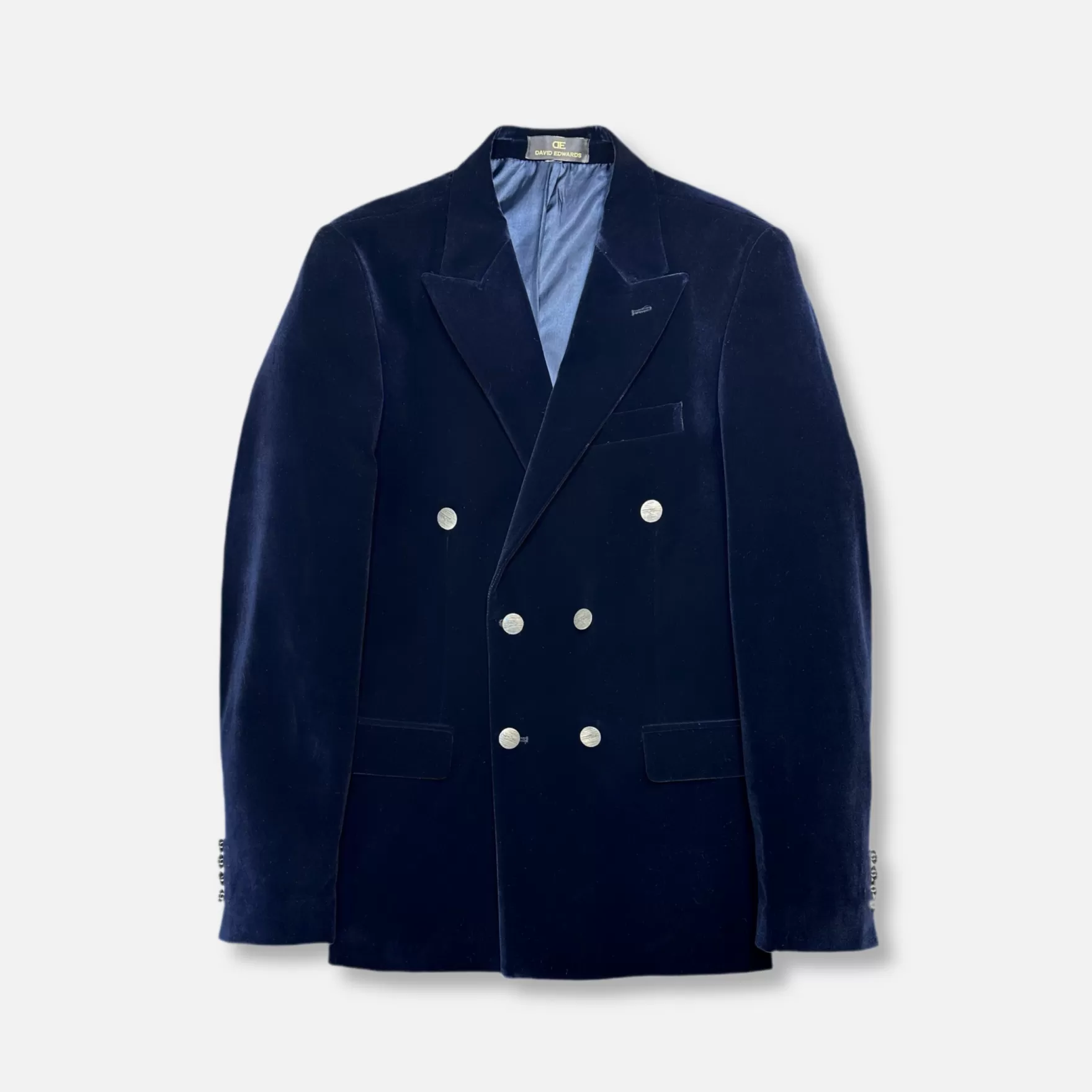 New Edition Fashion Blazers & Sportcoats-Damask Velvet Double Breasted Blazer Navy