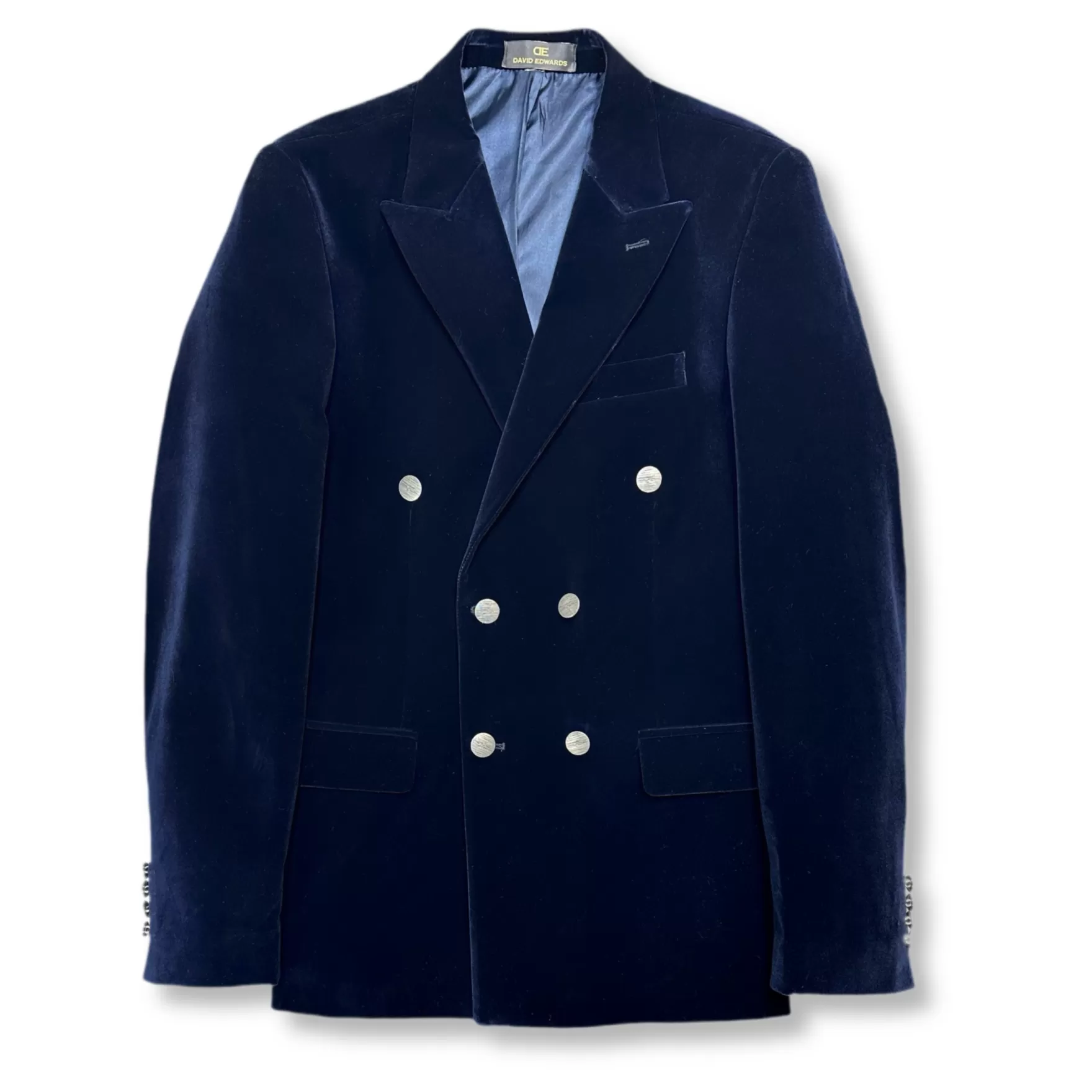 New Edition Fashion Blazers & Sportcoats-Damask Velvet Double Breasted Blazer Navy