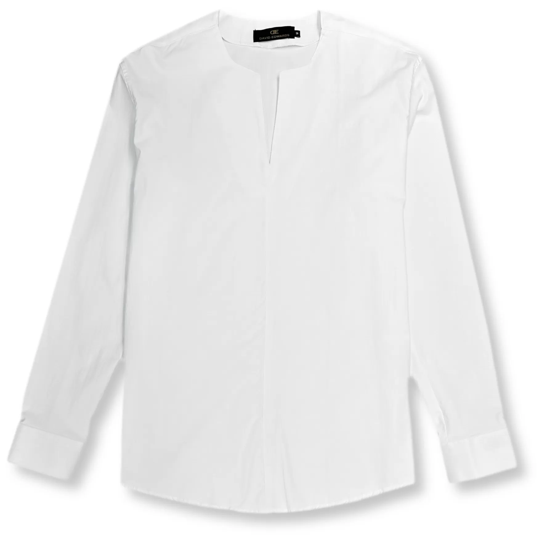 New Edition Fashion Dress Shirts-Danton Slit Collarless Shirt White