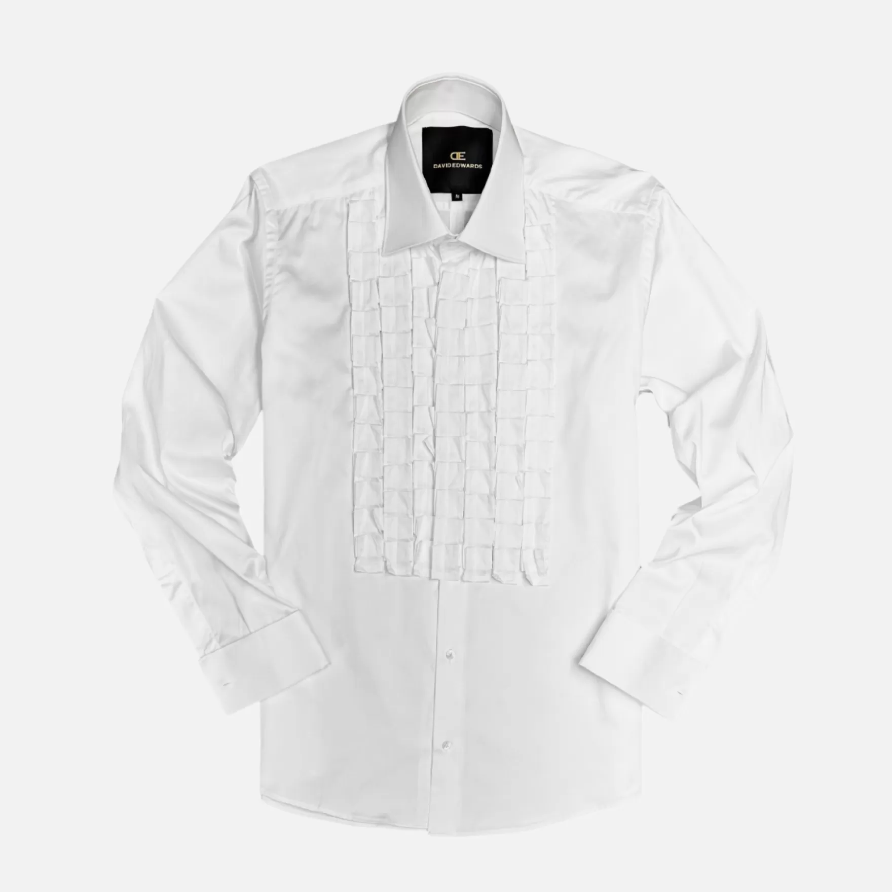 New Edition Fashion Dress Shirts-Danube Ruffle Tuxedo Shirt White