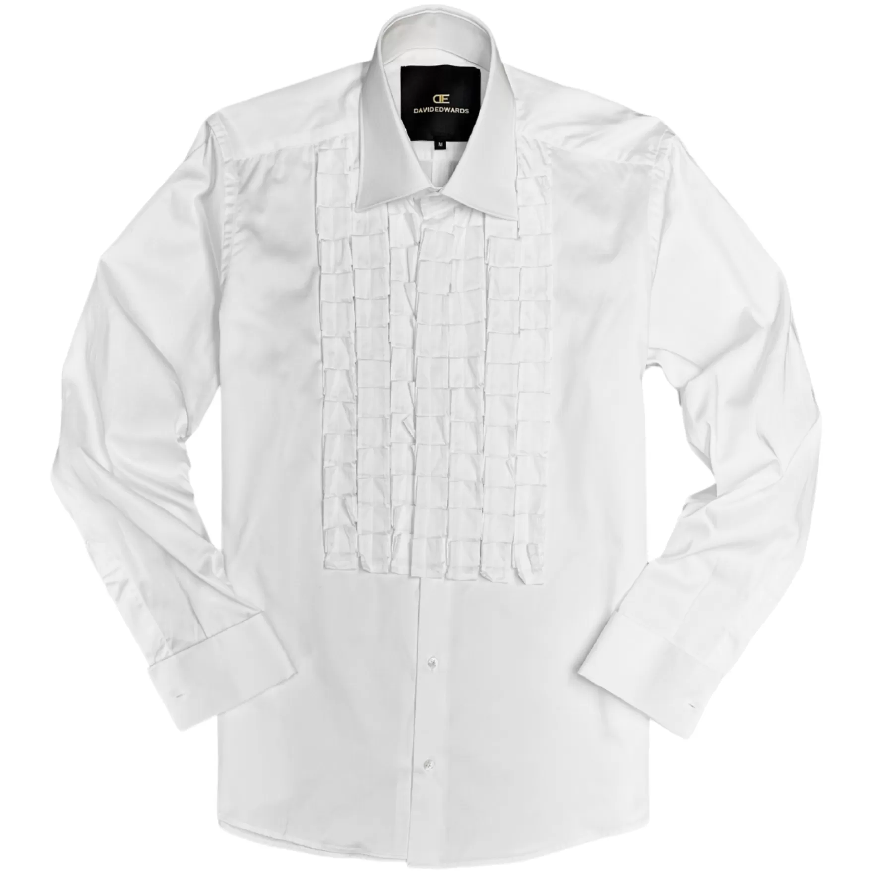 New Edition Fashion Dress Shirts-Danube Ruffle Tuxedo Shirt White