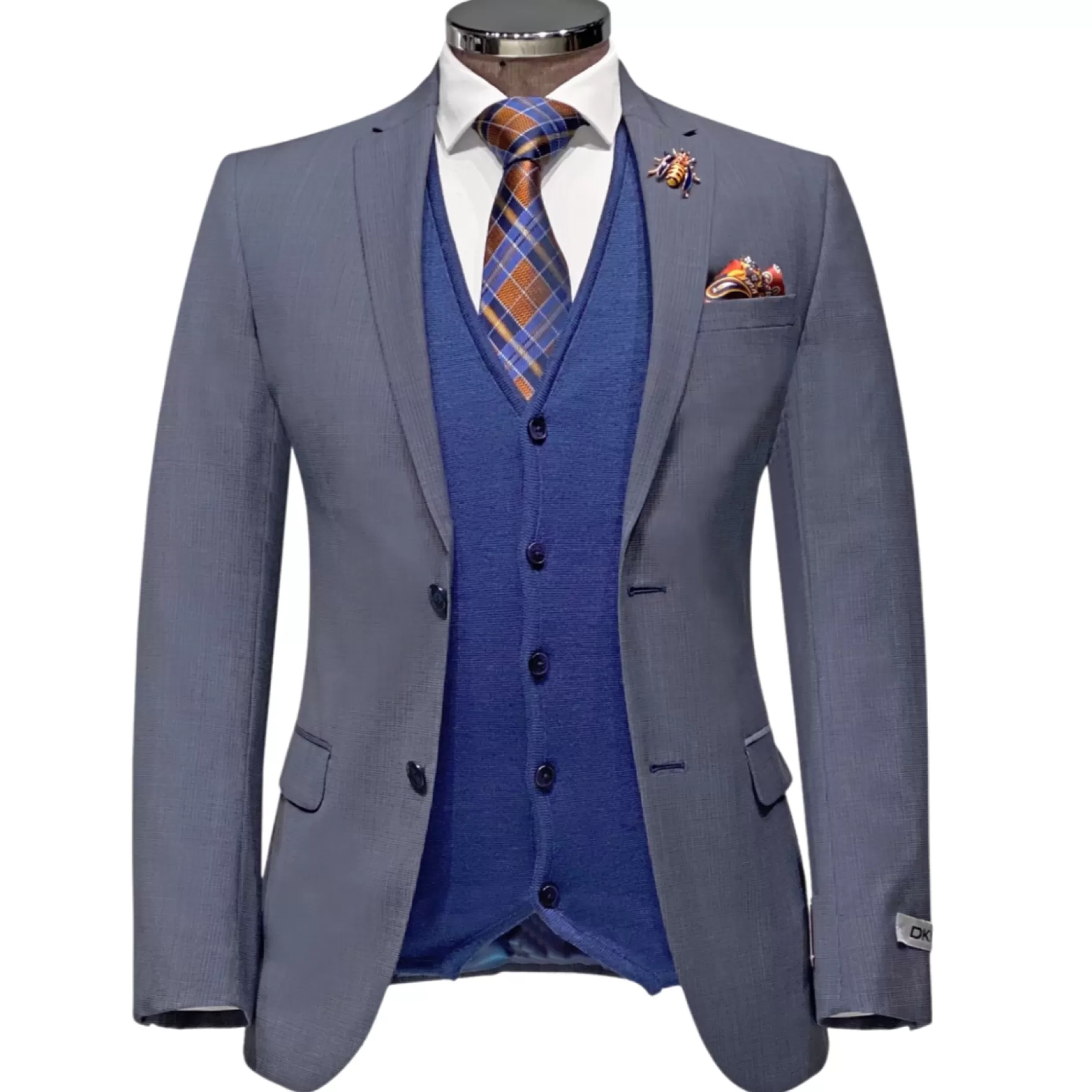 New Edition Fashion Suits-Danveer Micro Checkered Suit Grey