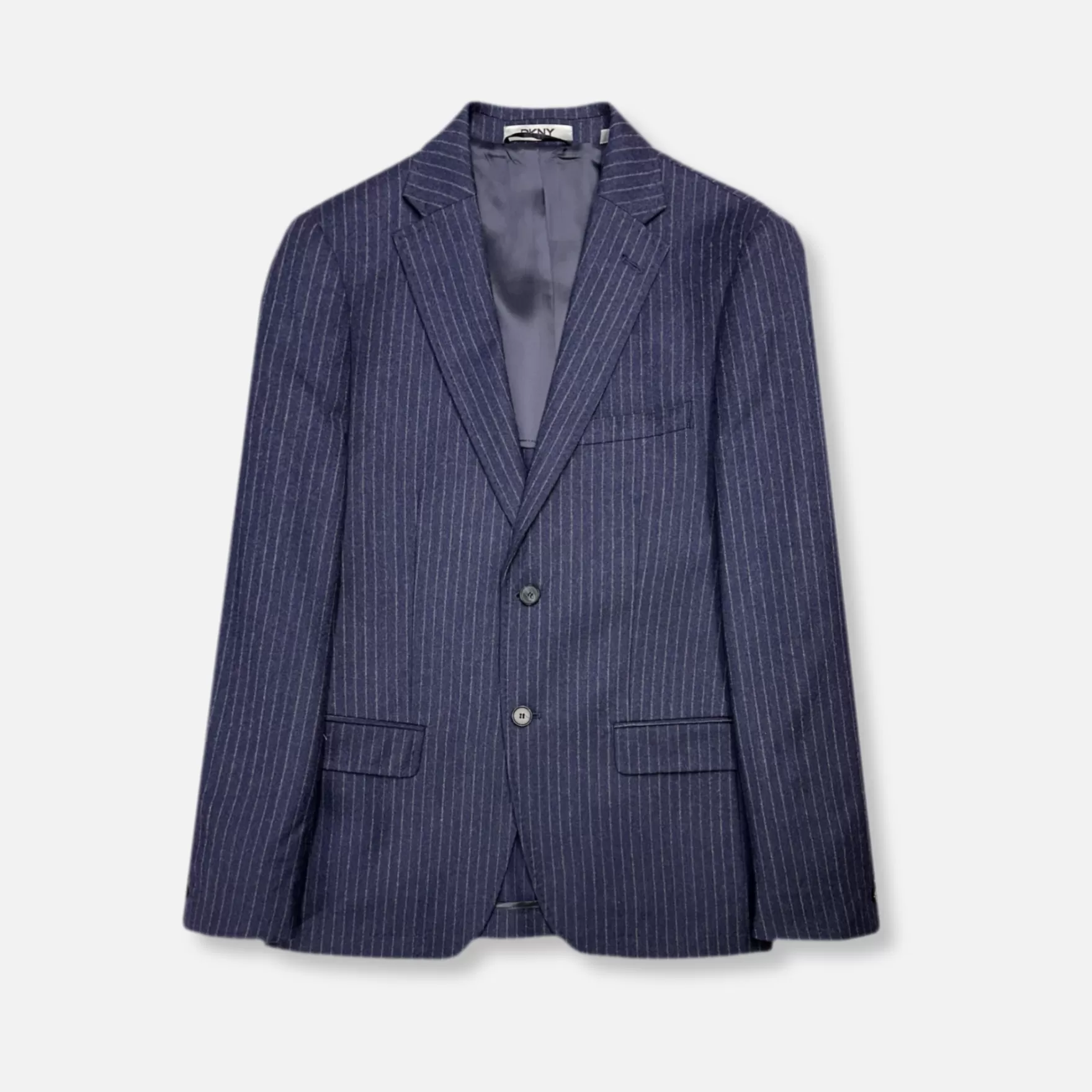 New Edition Fashion Suits-Daspin Pinstriped Wool Suit Blue