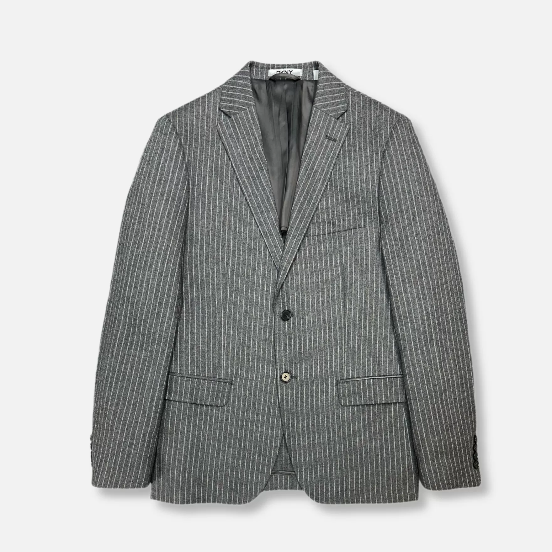 New Edition Fashion Suits-Daspin Pinstriped Wool Suit Grey