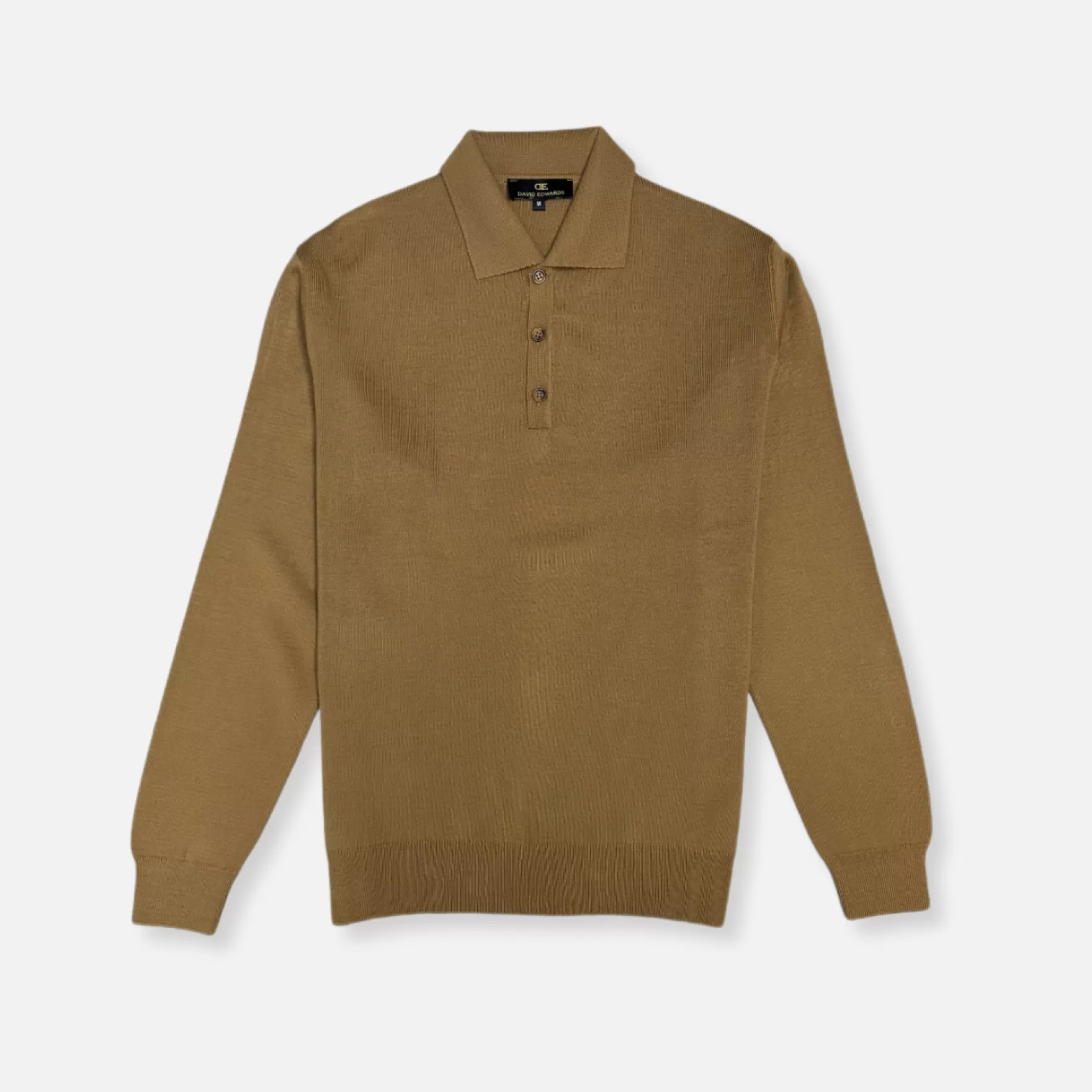 New Edition Fashion Sweaters-Dave Knitted Solid Polo Sweater Camel