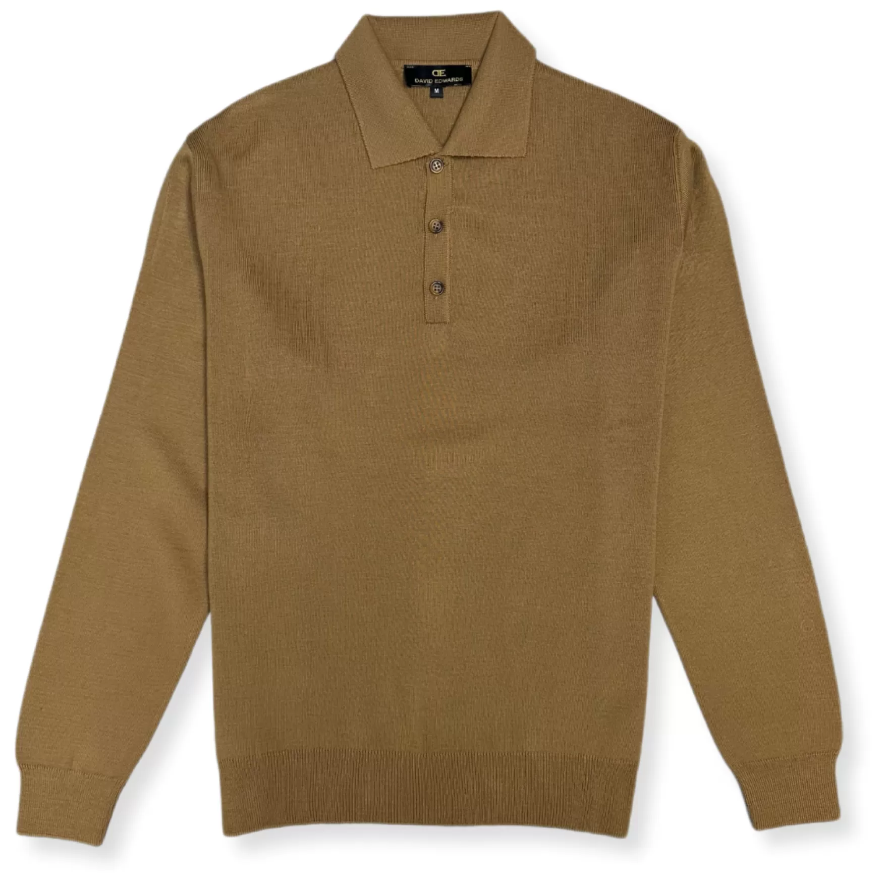 New Edition Fashion Sweaters-Dave Knitted Solid Polo Sweater Camel