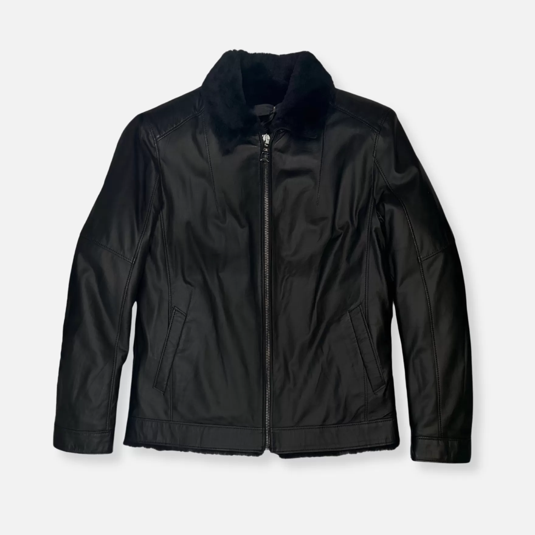 New Edition Fashion Coats & Outerwear-Dawson Leather Shearling Flight Jacket Black