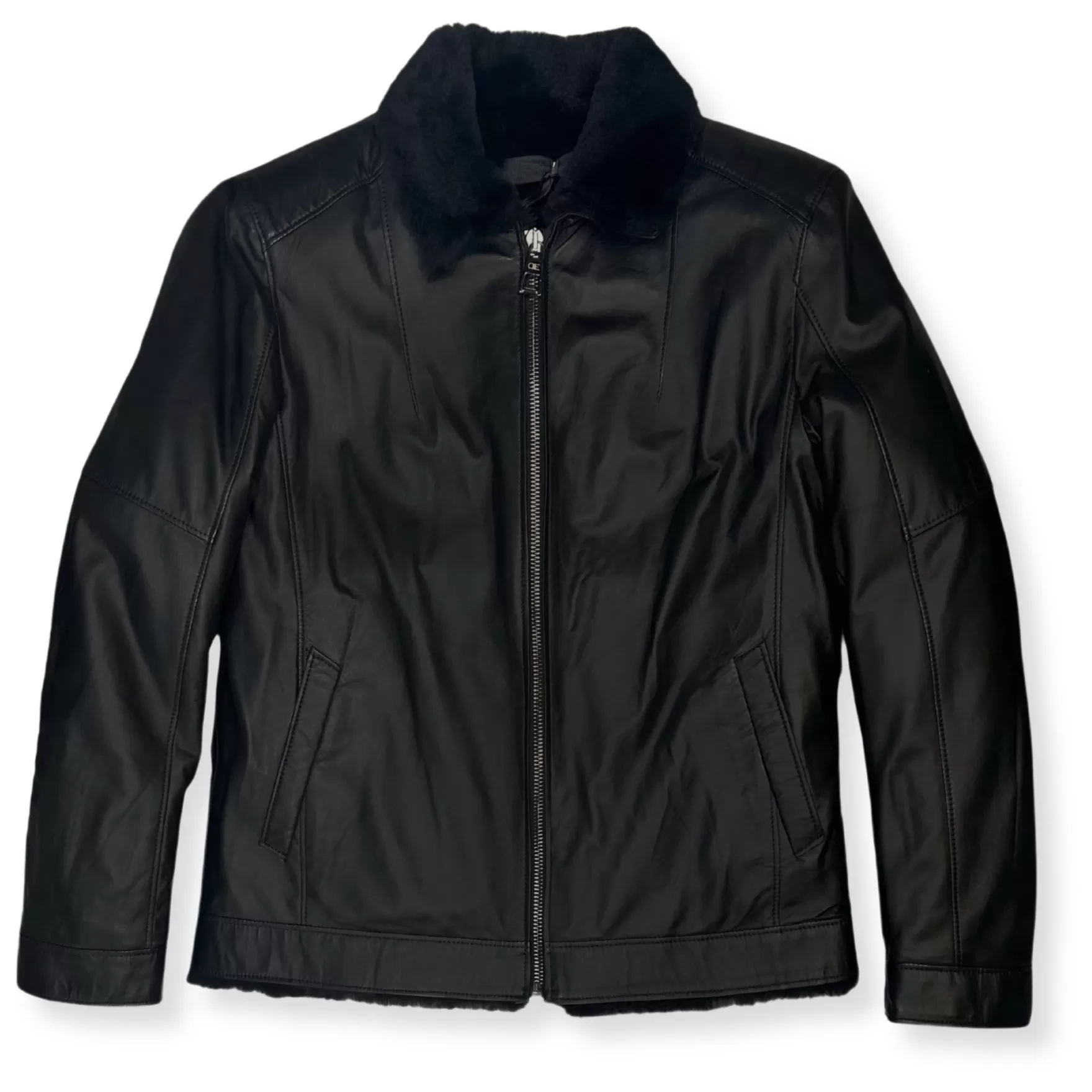 New Edition Fashion Coats & Outerwear-Dawson Leather Shearling Flight Jacket Black