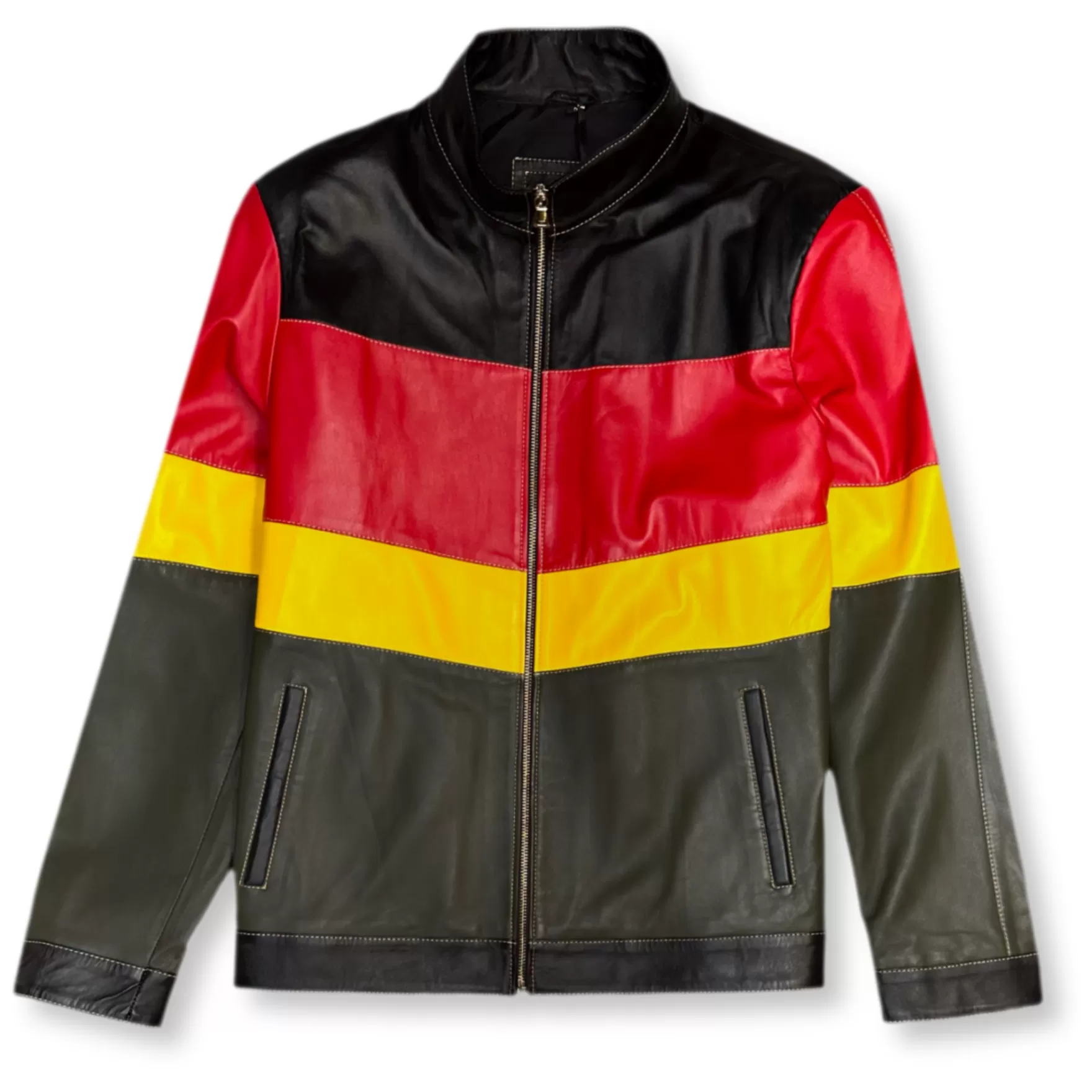 New Edition Fashion Coats & Outerwear-Daxton Patchwork Leather Biker Jacket Multi