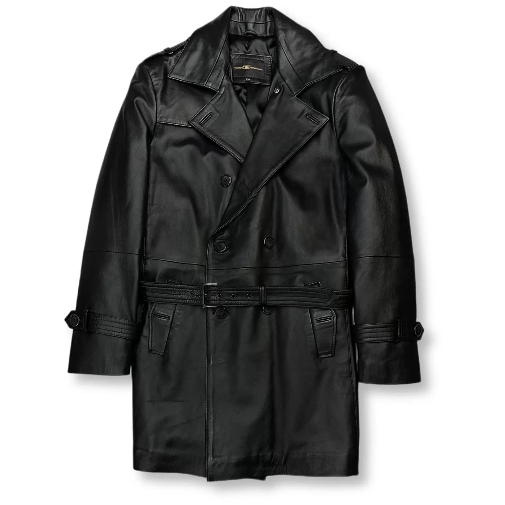 New Edition Fashion Coats & Outerwear-DeAngelo Leather Trench Coat Black