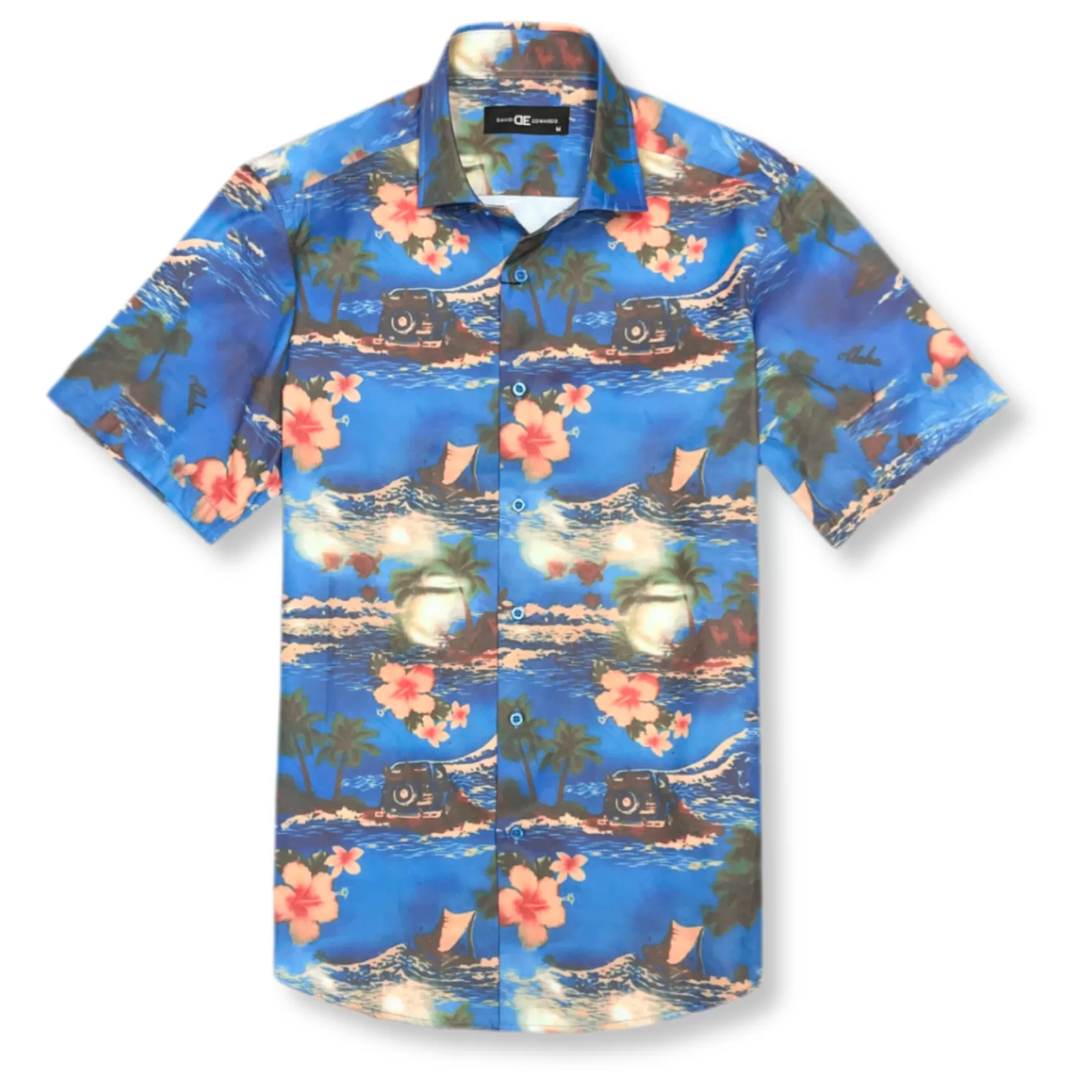 New Edition Fashion Button Downs-Deegan Short Sleeve Button Down Blue