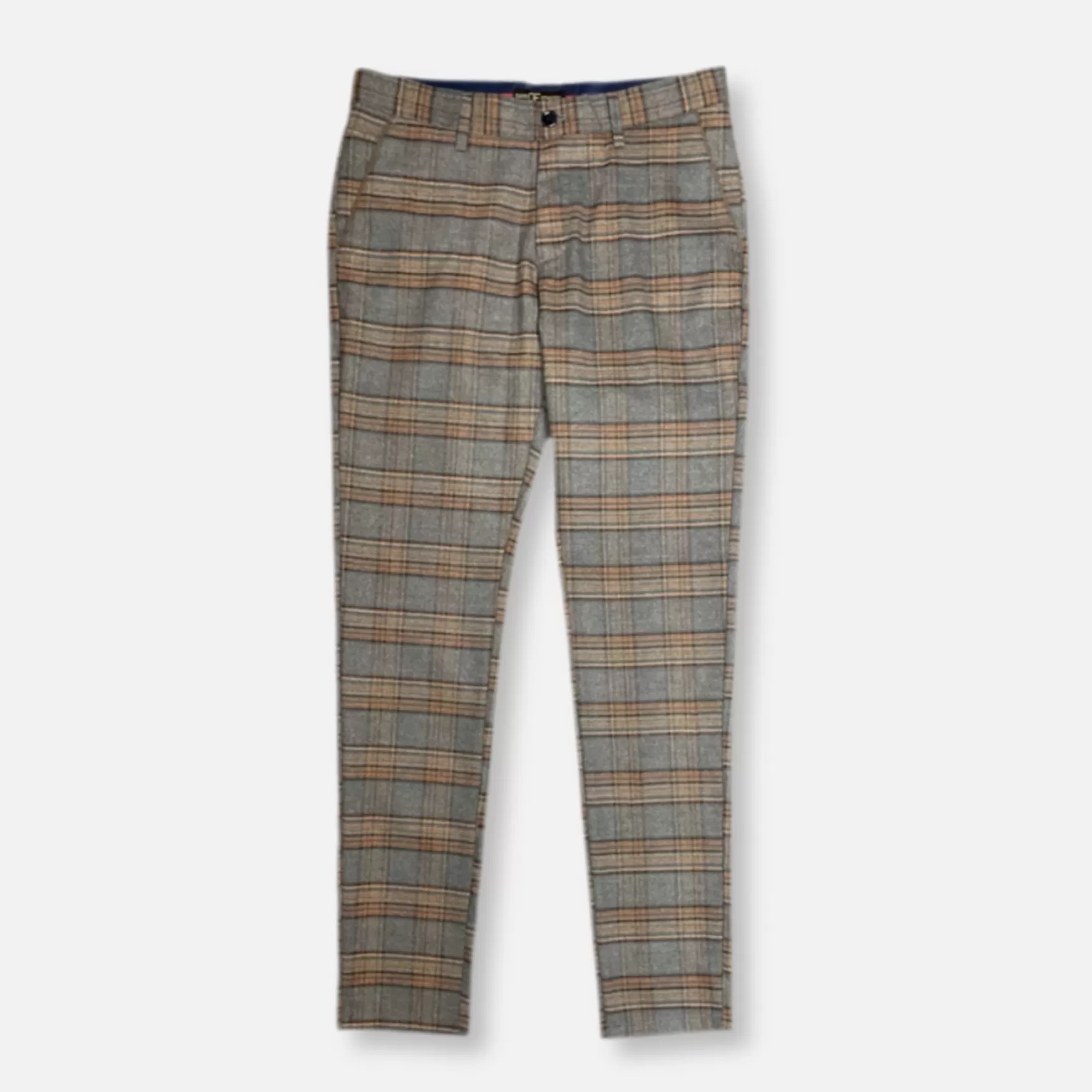 New Edition Fashion Pants | Dress Pants-Delmar Slim Fit Plaid Pants Grey