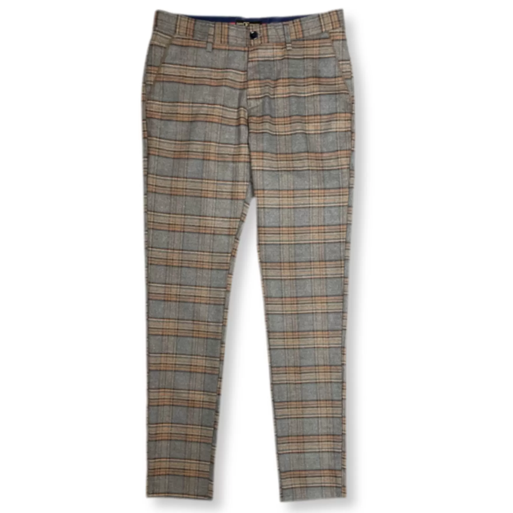 New Edition Fashion Pants | Dress Pants-Delmar Slim Fit Plaid Pants Grey