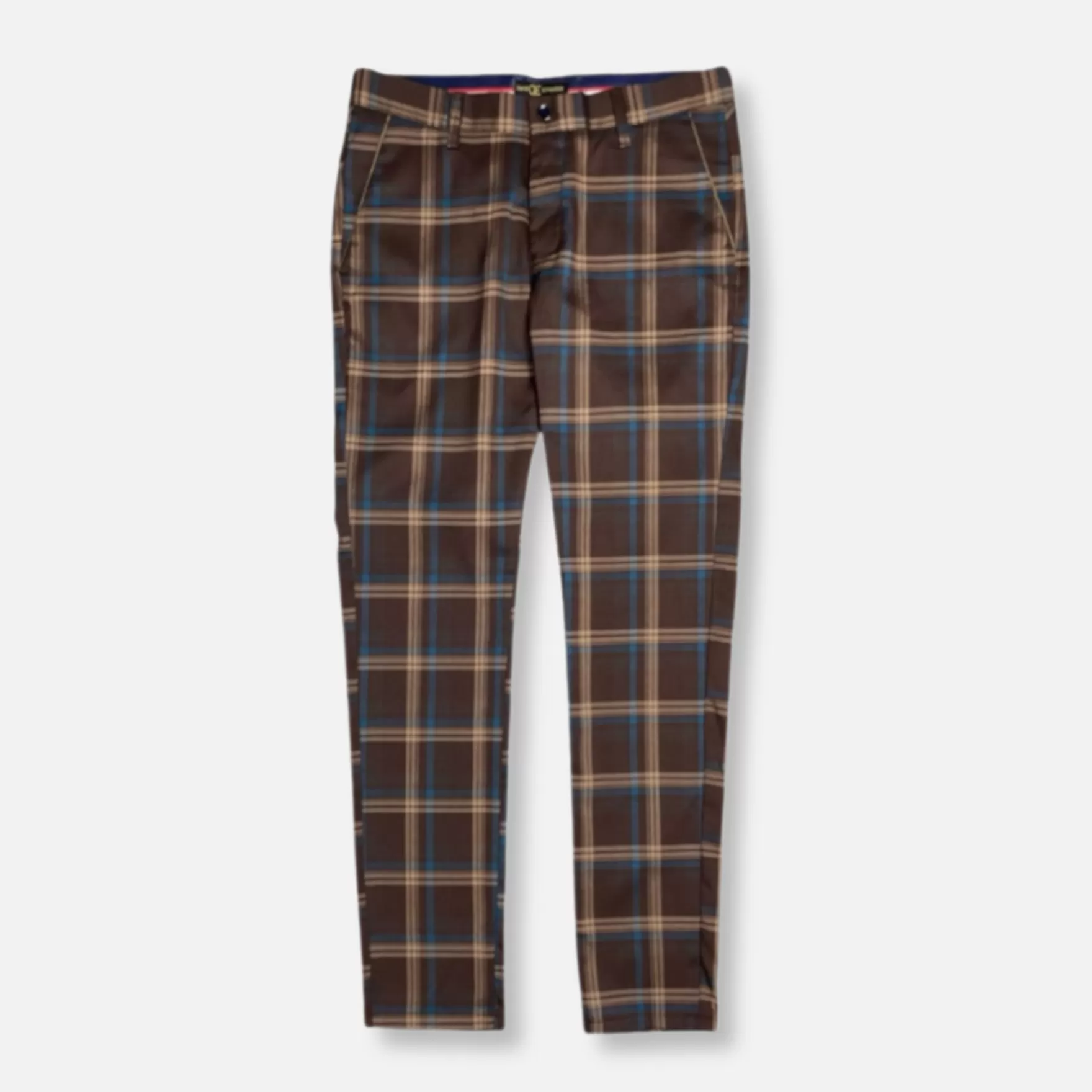 New Edition Fashion Pants | Dress Pants-Dempsey Slim Fit Plaid Pants Brown