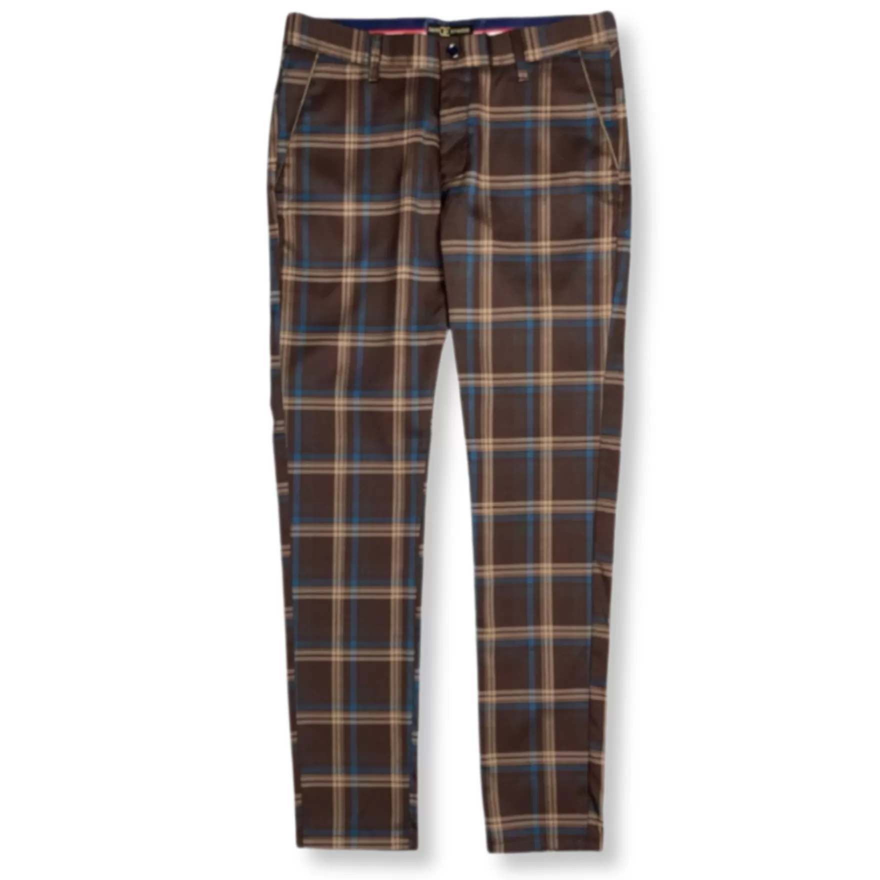 New Edition Fashion Pants | Dress Pants-Dempsey Slim Fit Plaid Pants Brown