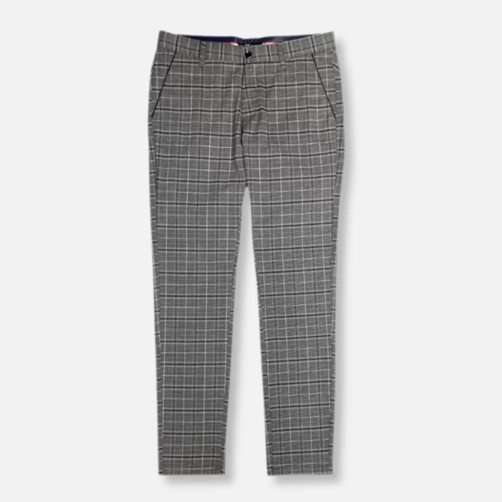 New Edition Fashion Pants | Dress Pants-Denning Slim Fit Plaid Pants Grey