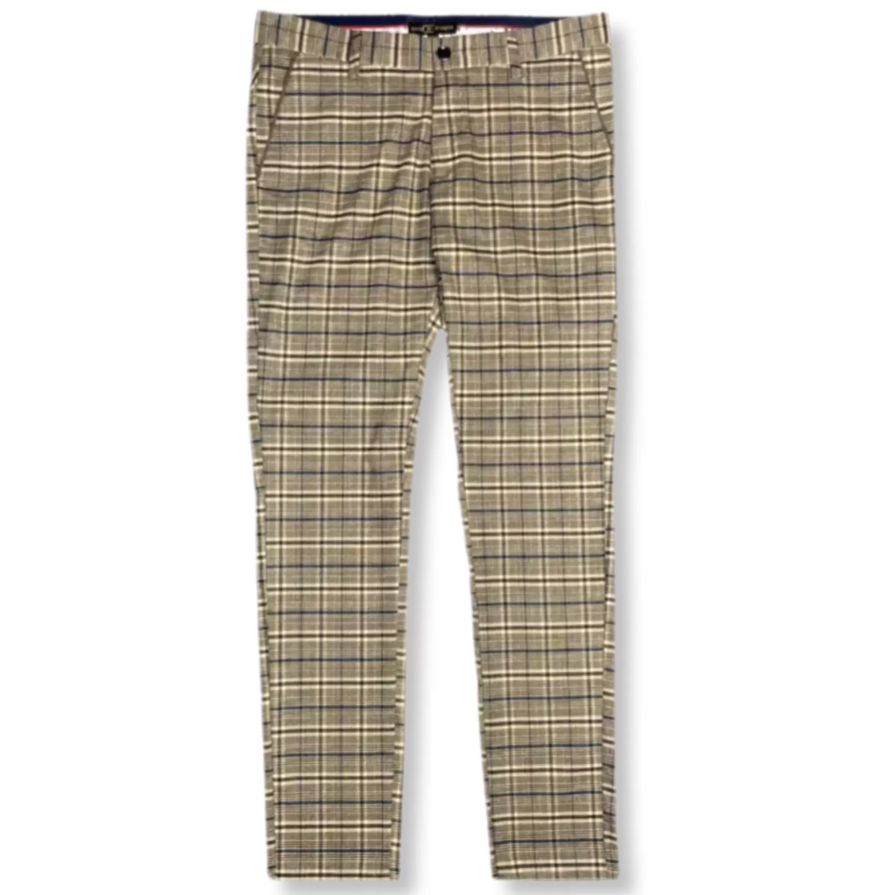 New Edition Fashion Pants | Dress Pants-Dennis Slim Fit Plaid Pants Beige