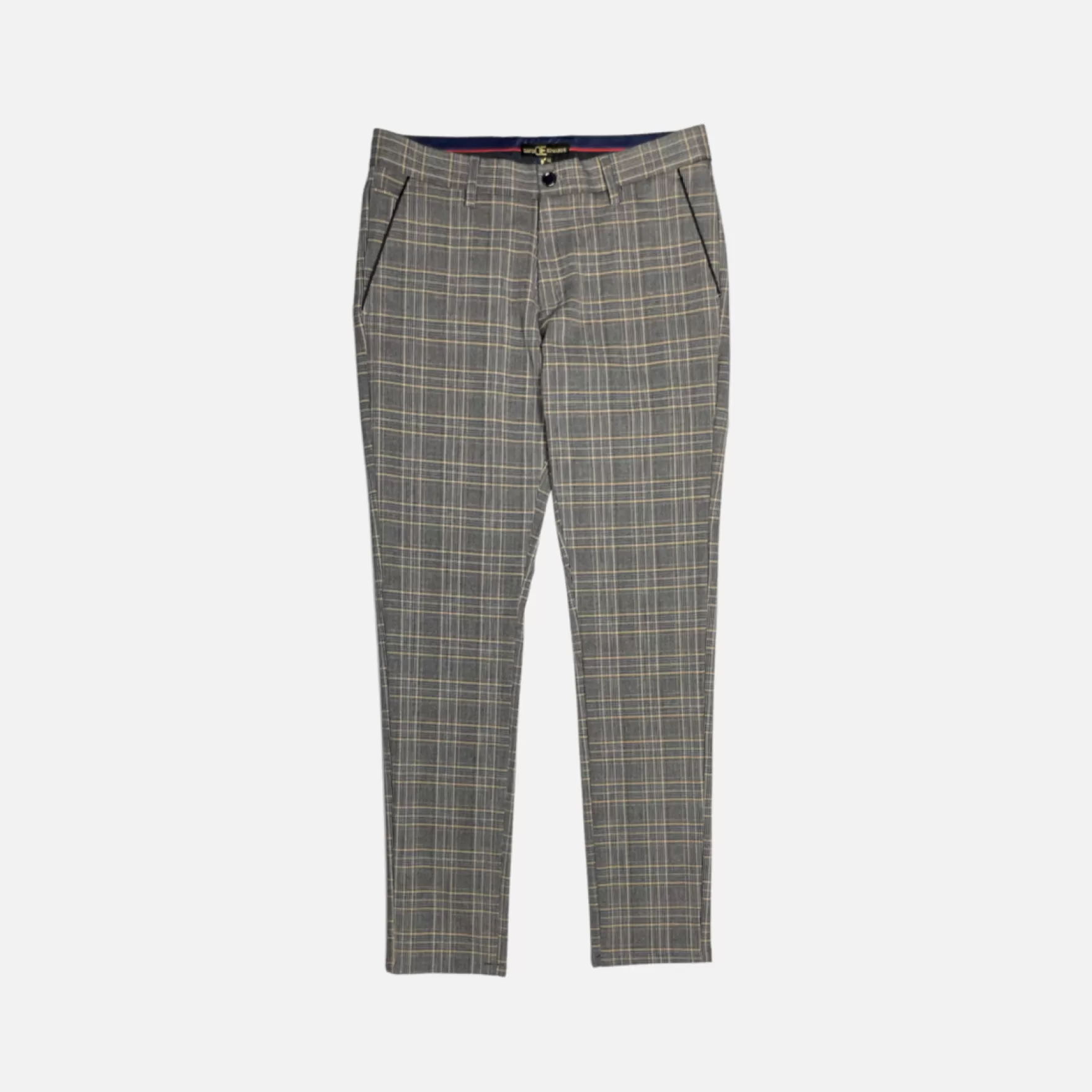 New Edition Fashion Pants | Dress Pants-Denson Slim Fit Plaid Pants Grey