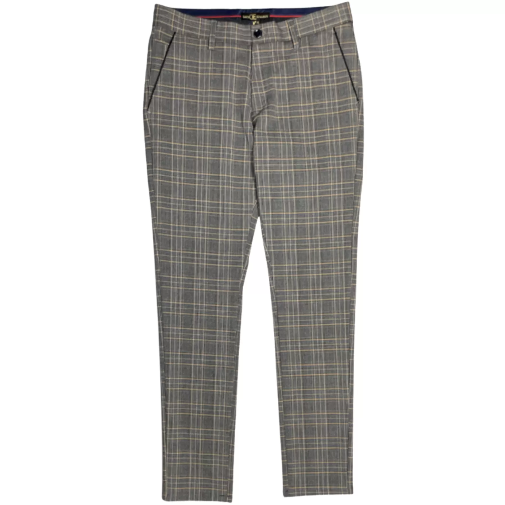 New Edition Fashion Pants | Dress Pants-Denson Slim Fit Plaid Pants Grey