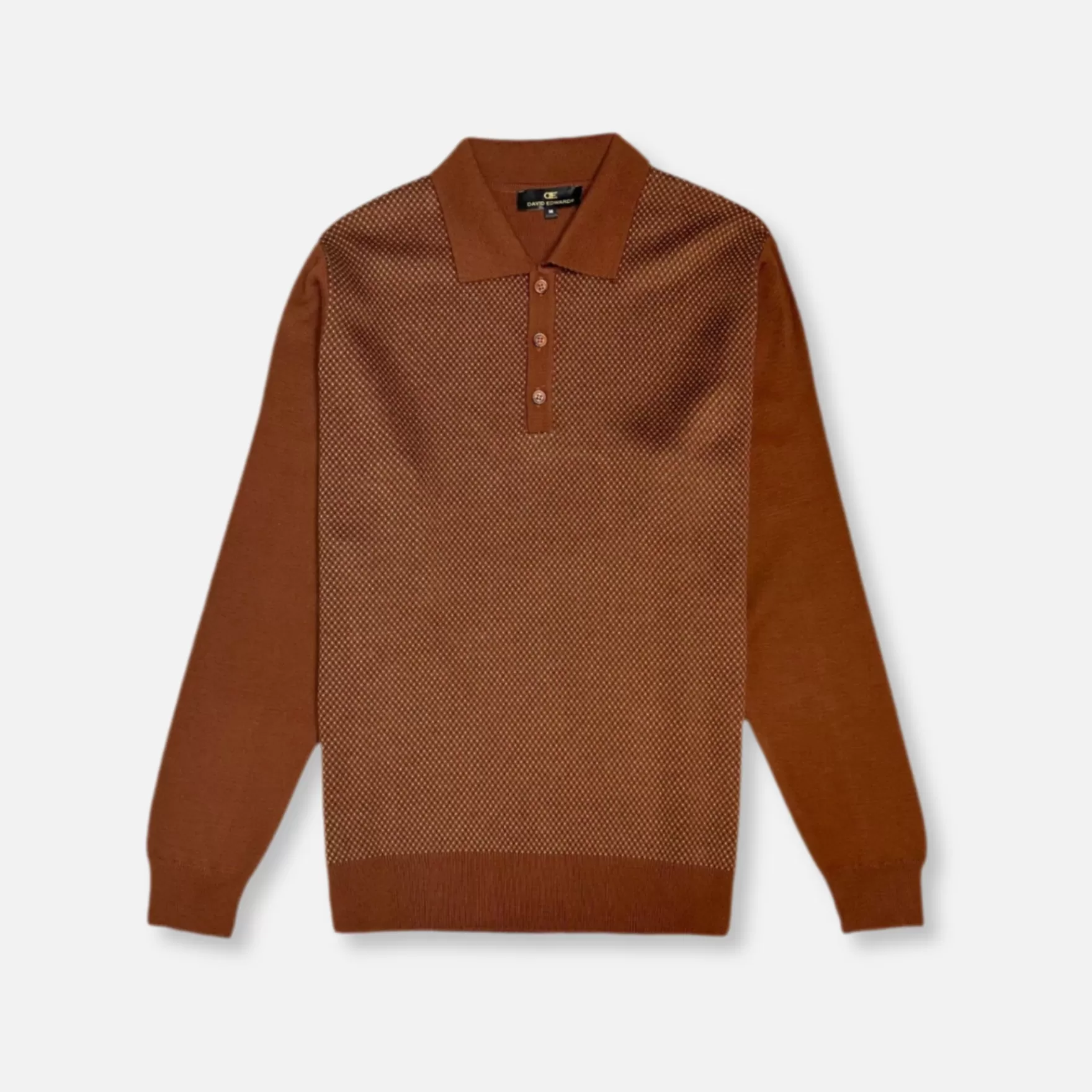 New Edition Fashion Sweaters-Dentino Knitted Polo Sweater Rust