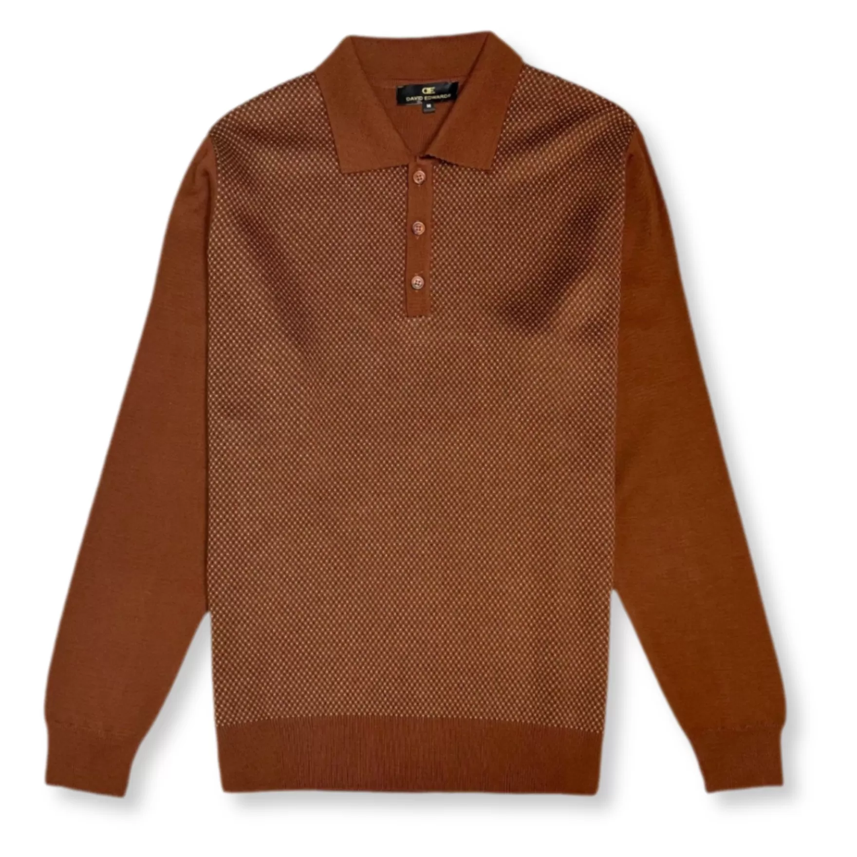 New Edition Fashion Sweaters-Dentino Knitted Polo Sweater Rust