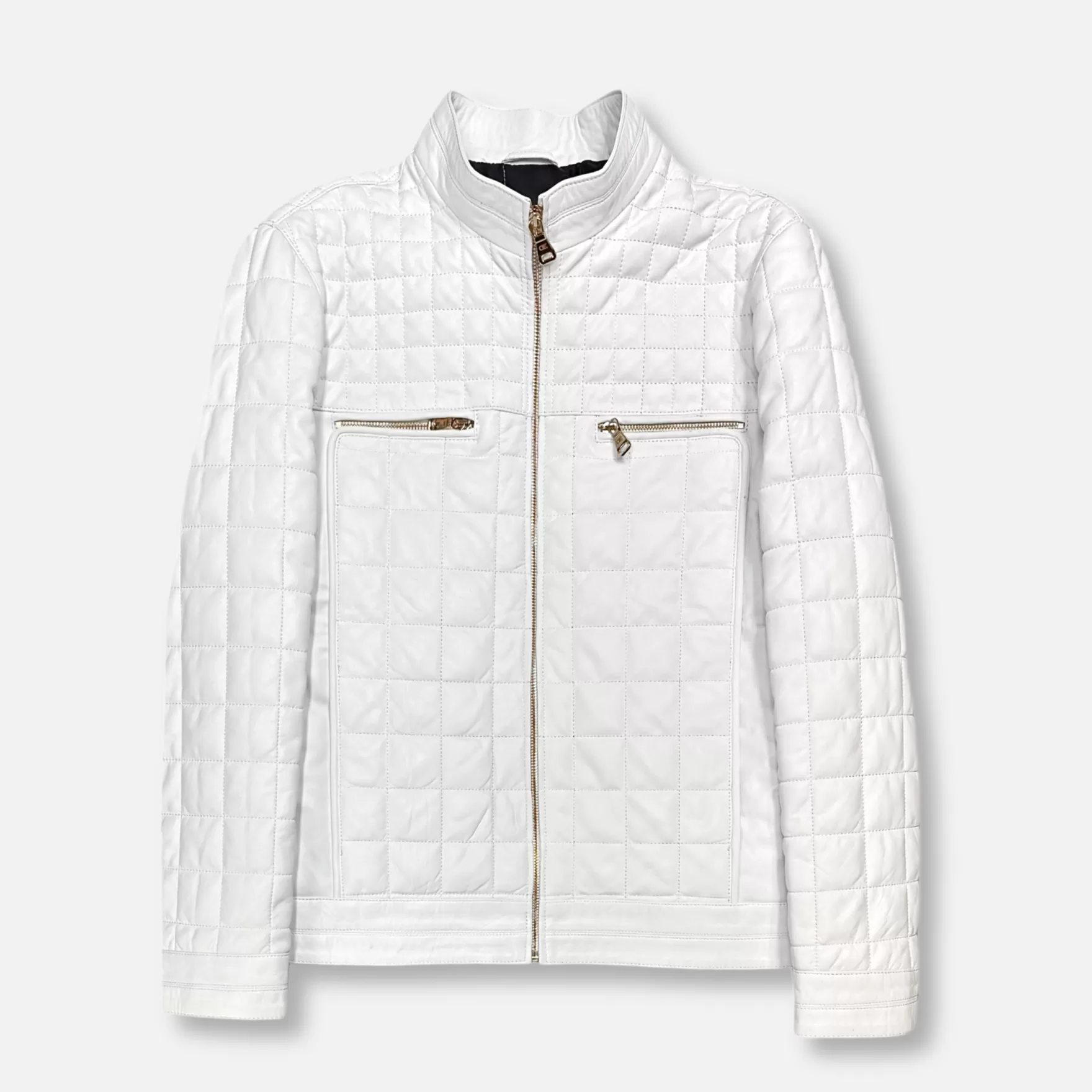 New Edition Fashion Coats & Outerwear-Denzel Quilted Leather Jacket White