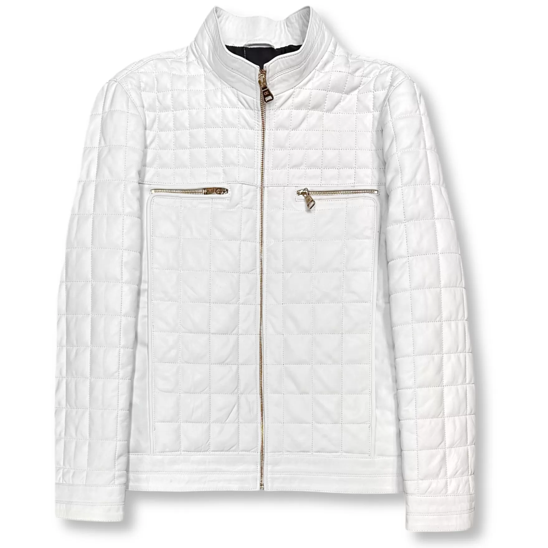 New Edition Fashion Coats & Outerwear-Denzel Quilted Leather Jacket White