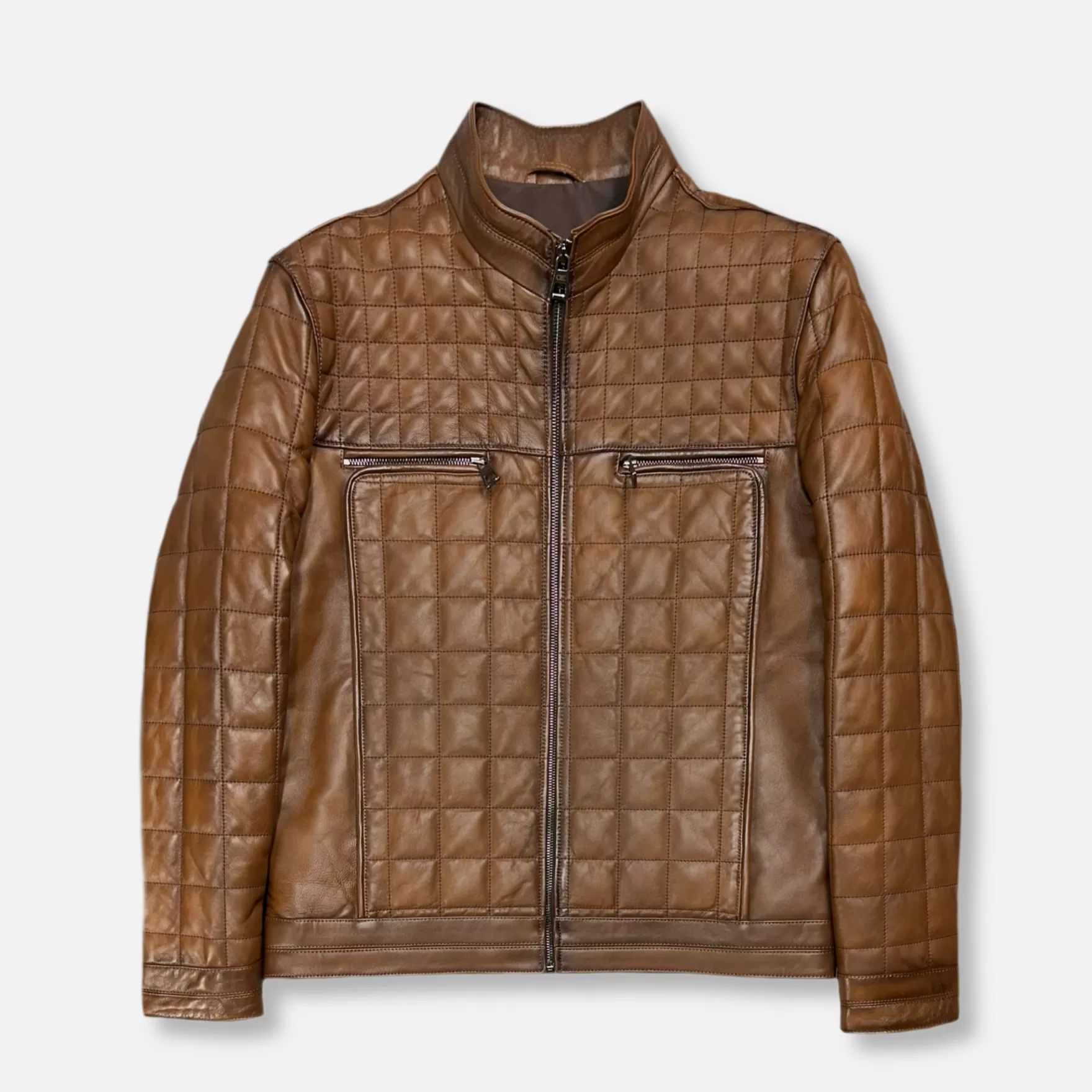 New Edition Fashion Coats & Outerwear-Denzel Quilted Leather Jacket Camel