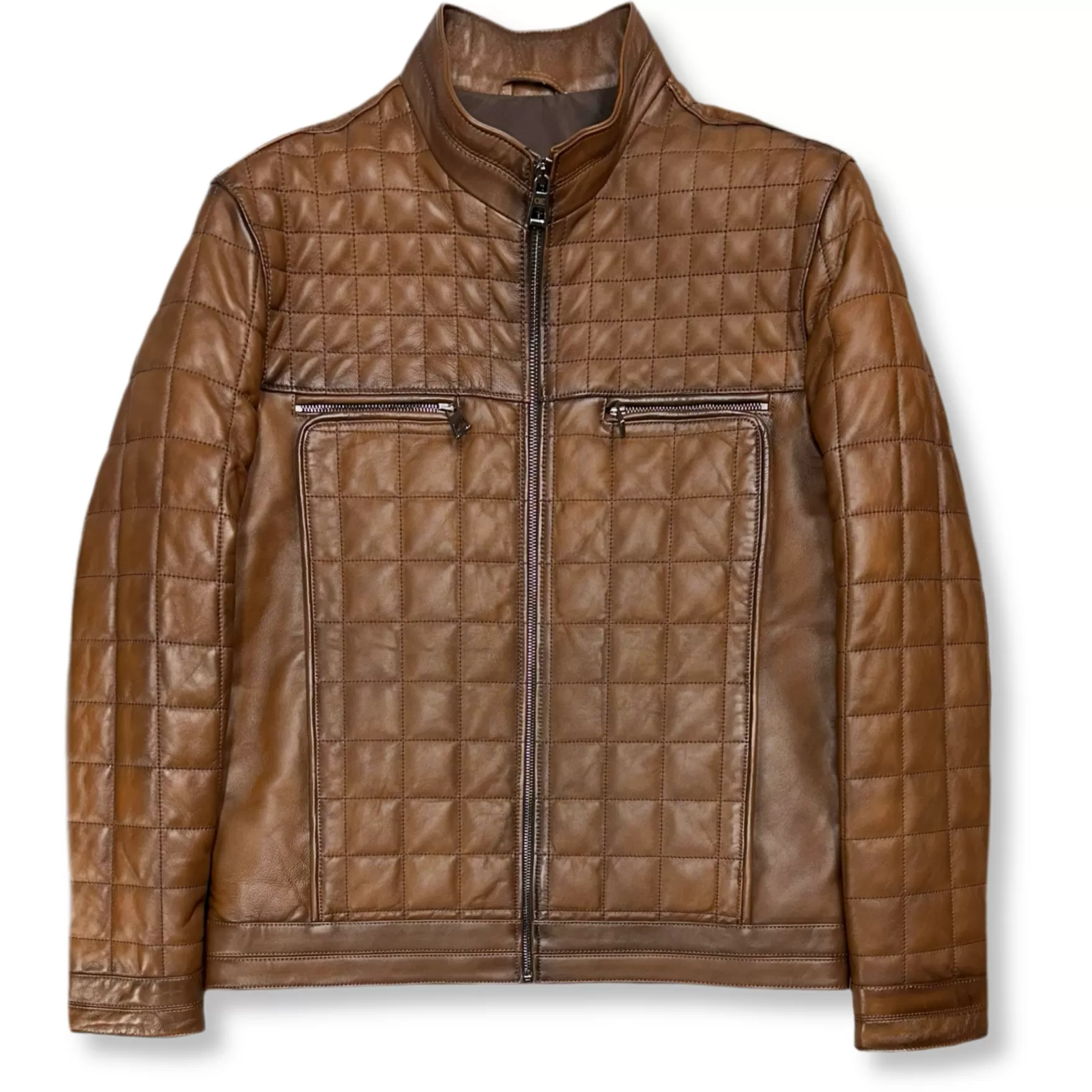 New Edition Fashion Coats & Outerwear-Denzel Quilted Leather Jacket Camel