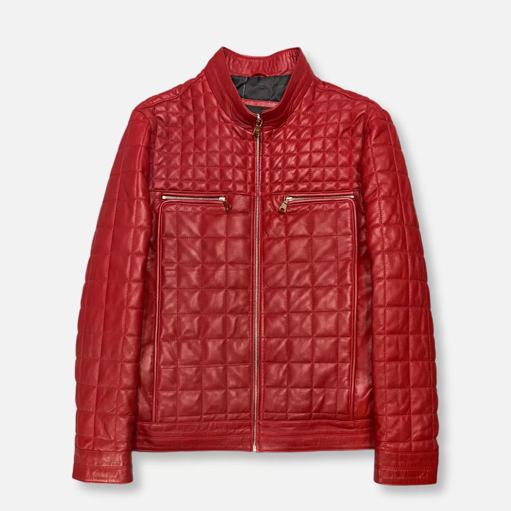 New Edition Fashion Coats & Outerwear-Denzel Quilted Leather Jacket Red