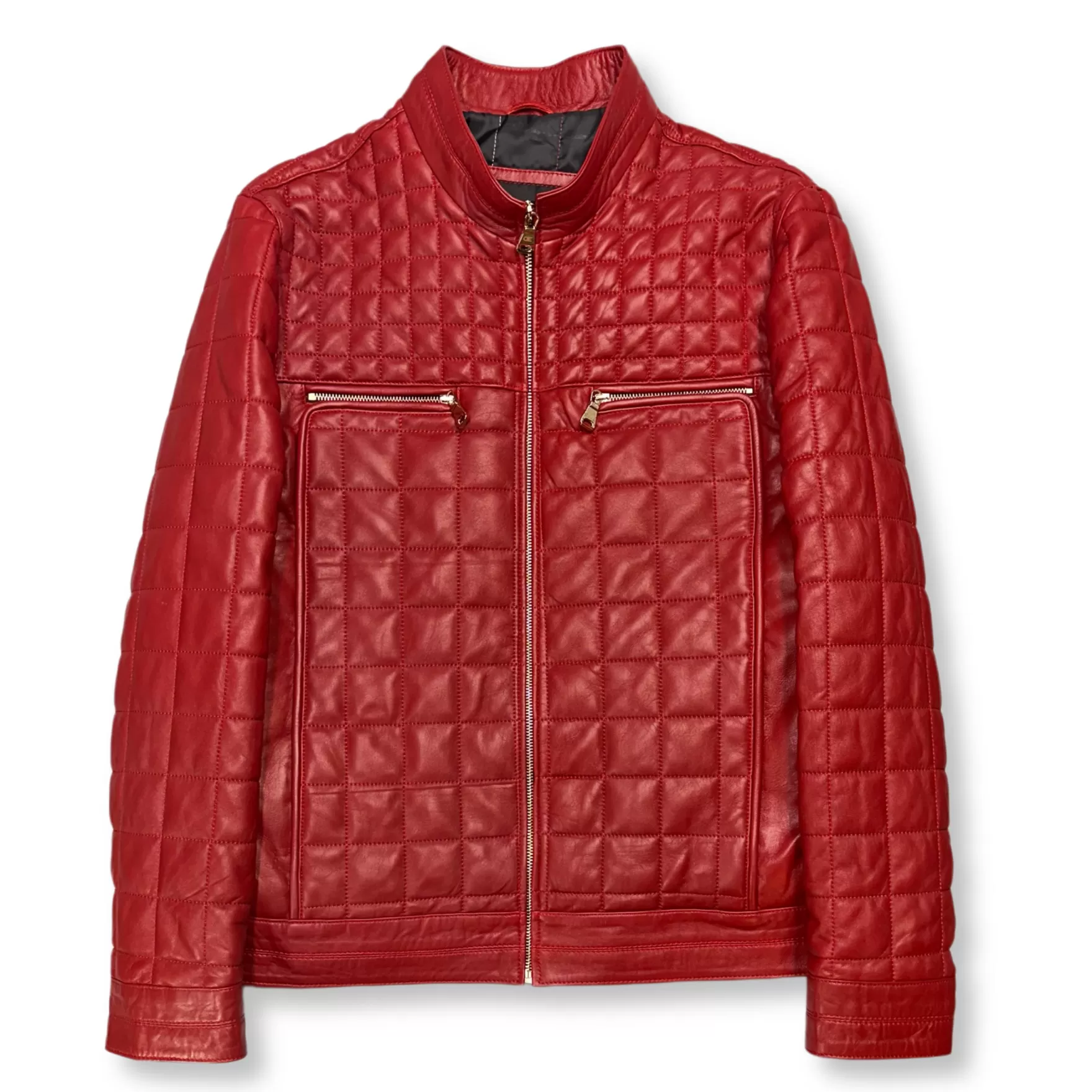 New Edition Fashion Coats & Outerwear-Denzel Quilted Leather Jacket Red