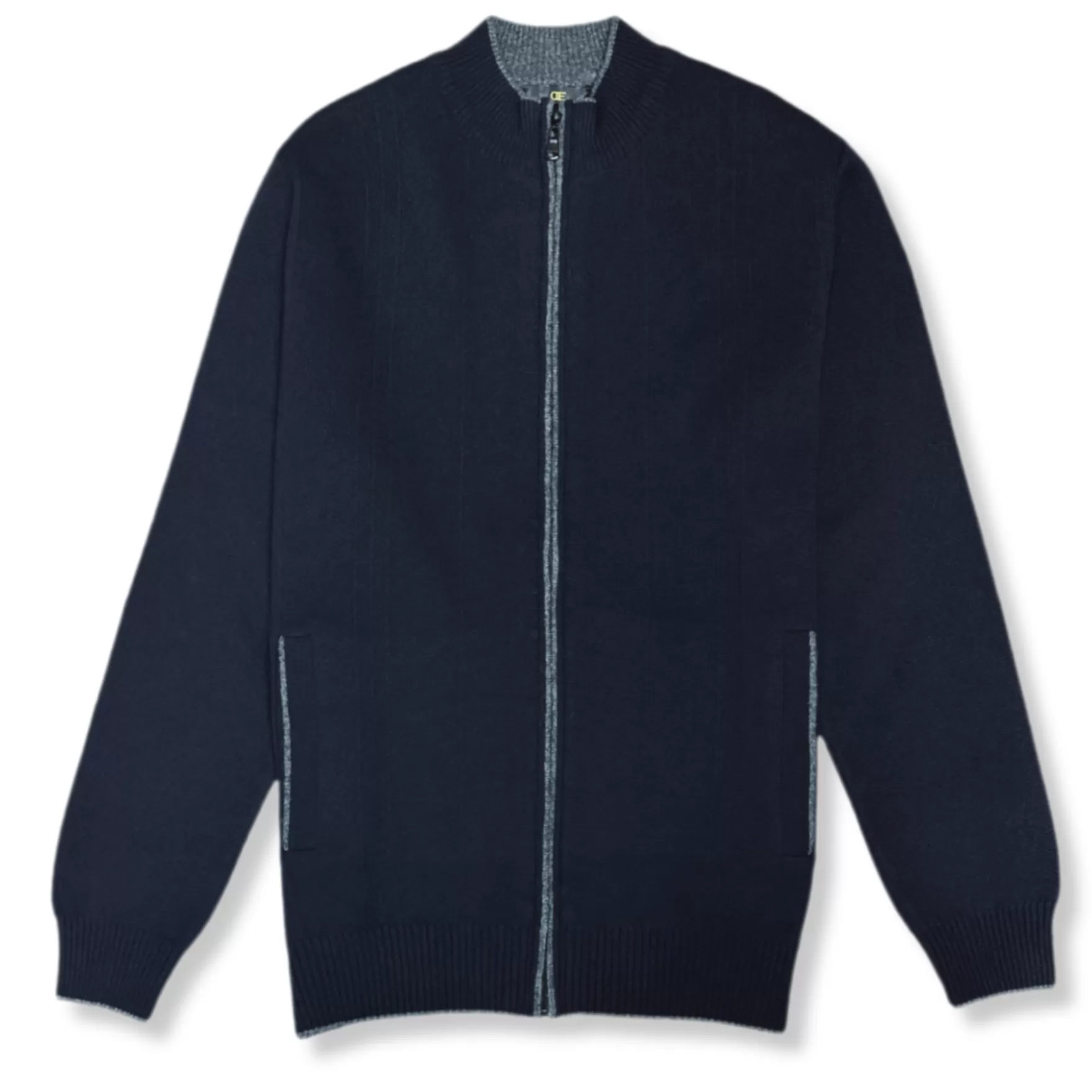 New Edition Fashion Sweaters-Depner Full Zip Mock Neck Sweater Navy