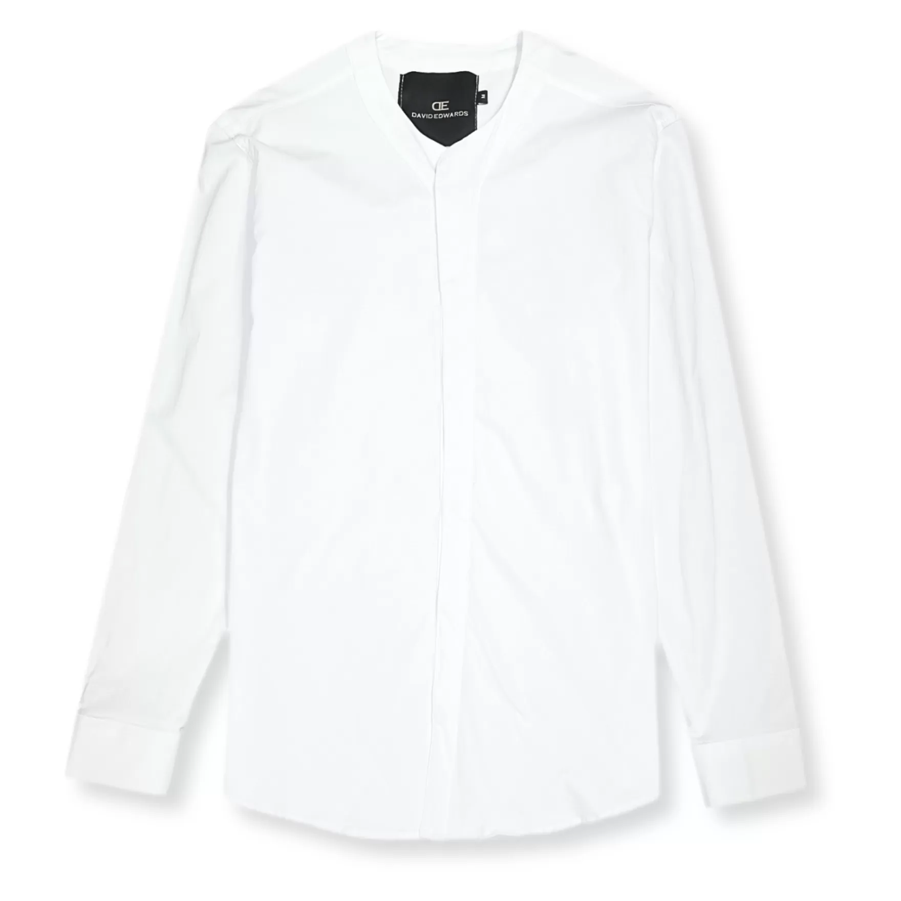 New Edition Fashion Dress Shirts-Devroy Banded Collar Shirt White