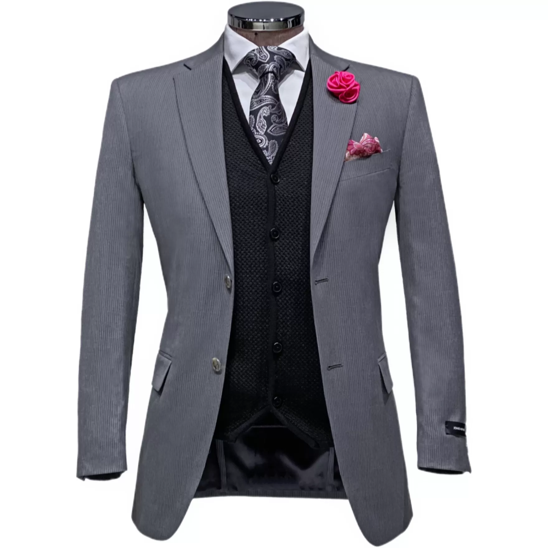 New Edition Fashion Suits-Dexter Pinstriped Suit Grey