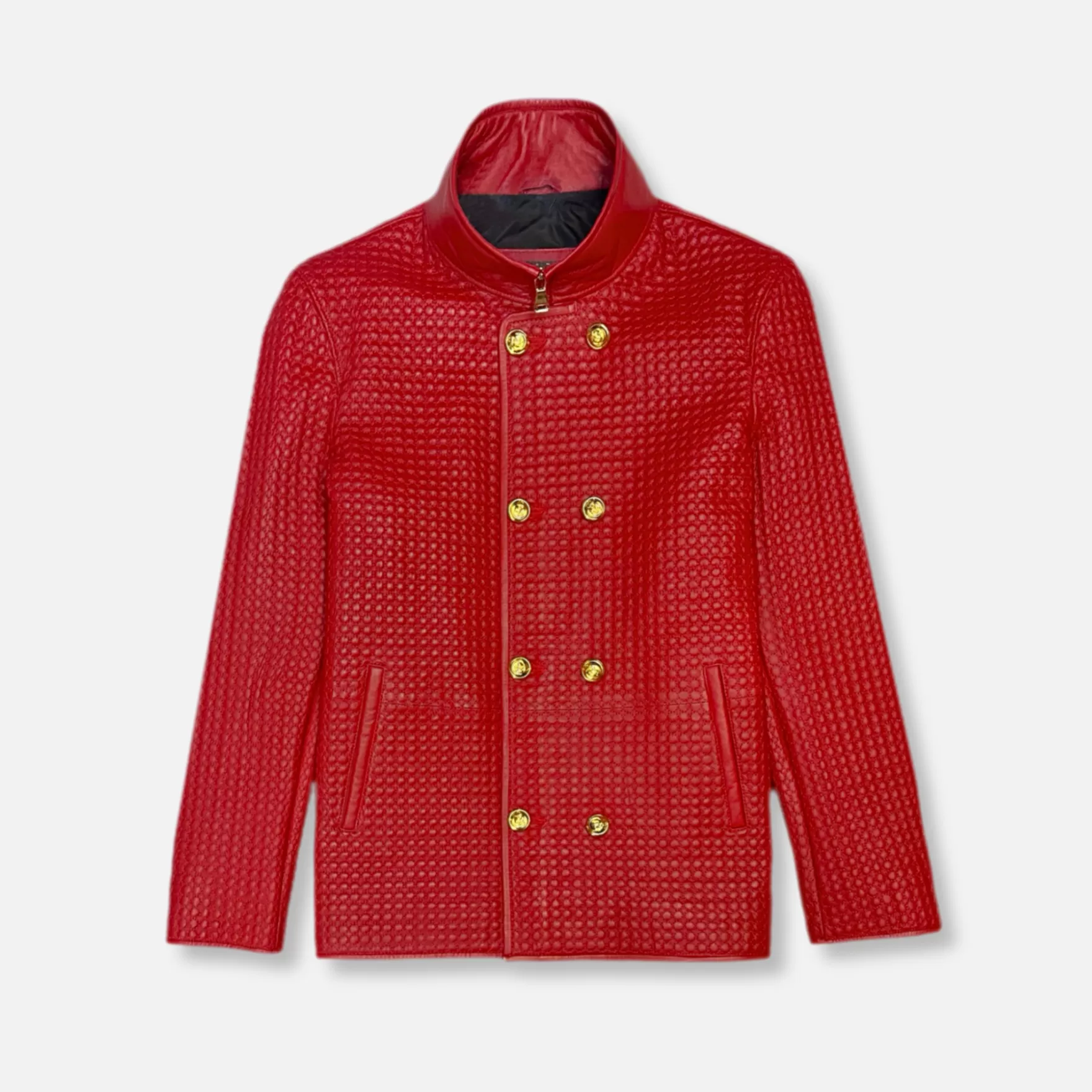 New Edition Fashion Coats & Outerwear-Diamond Leather Jacket Red