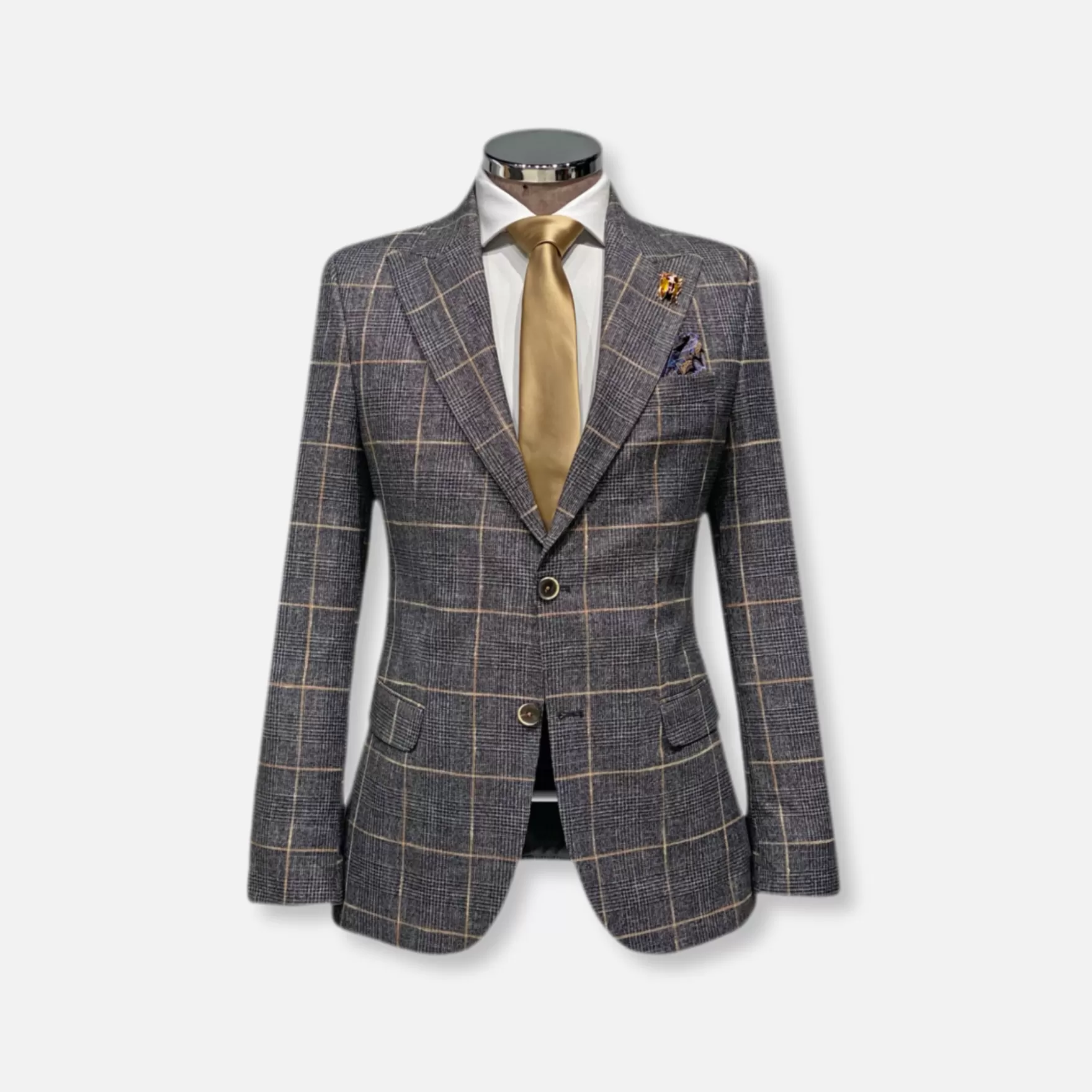 New Edition Fashion Suits-Dobner Plaid Suit Grey