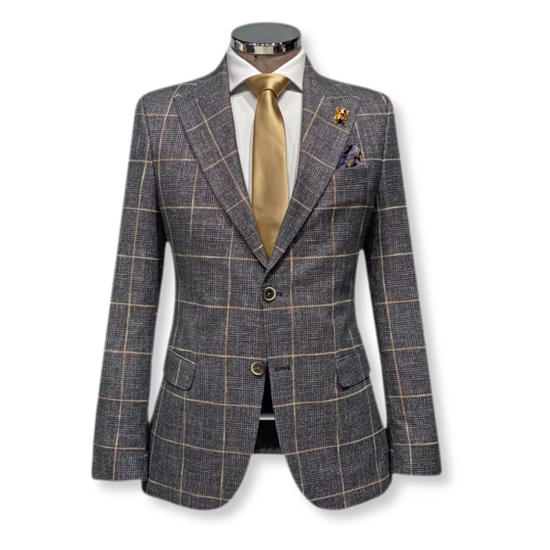 New Edition Fashion Suits-Dobner Plaid Suit Grey