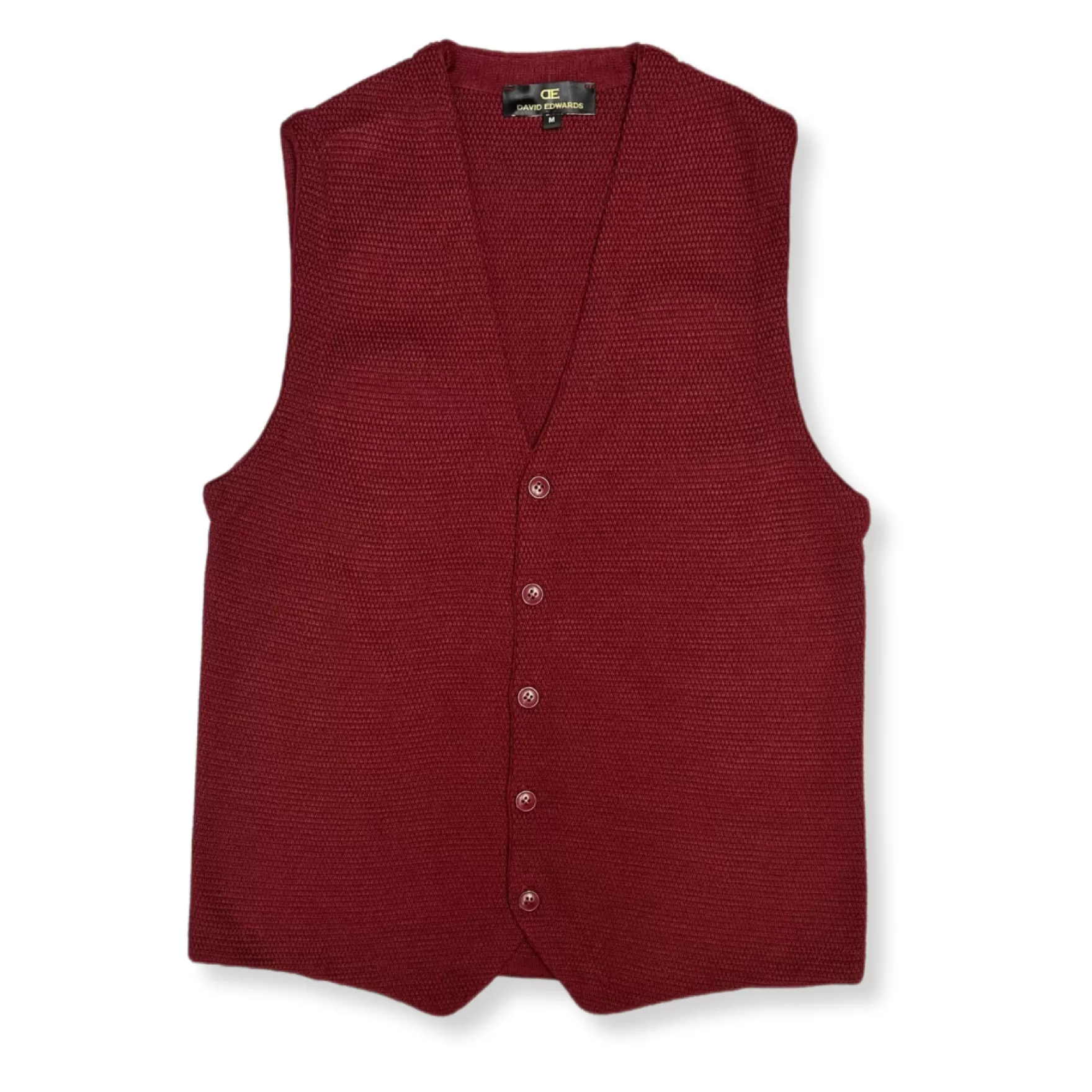 New Edition Fashion Vests-Dolan Button Up Knitted Sweater Vest Burgundy