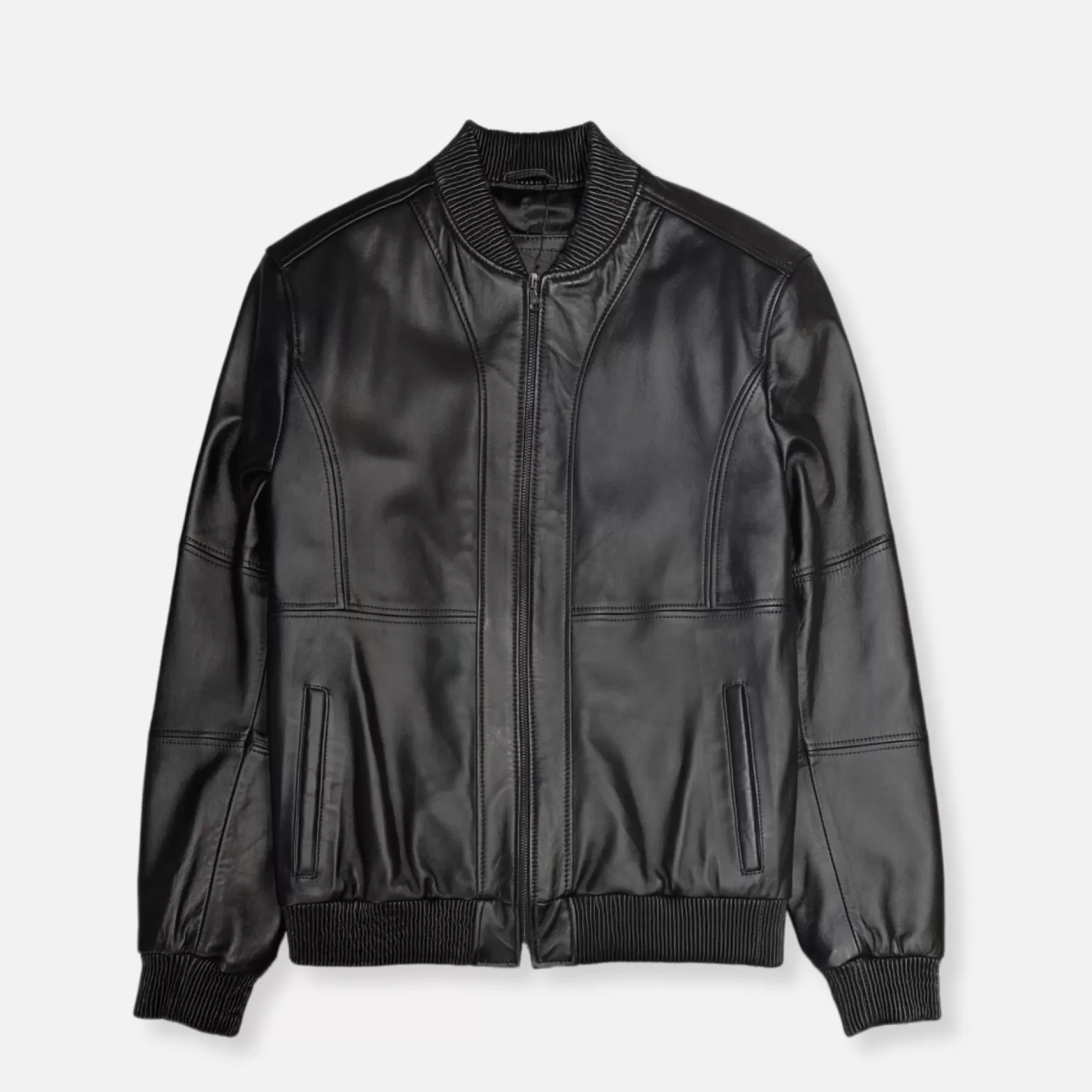 New Edition Fashion Coats & Outerwear-Domingo Leather Bomber Jacket Black