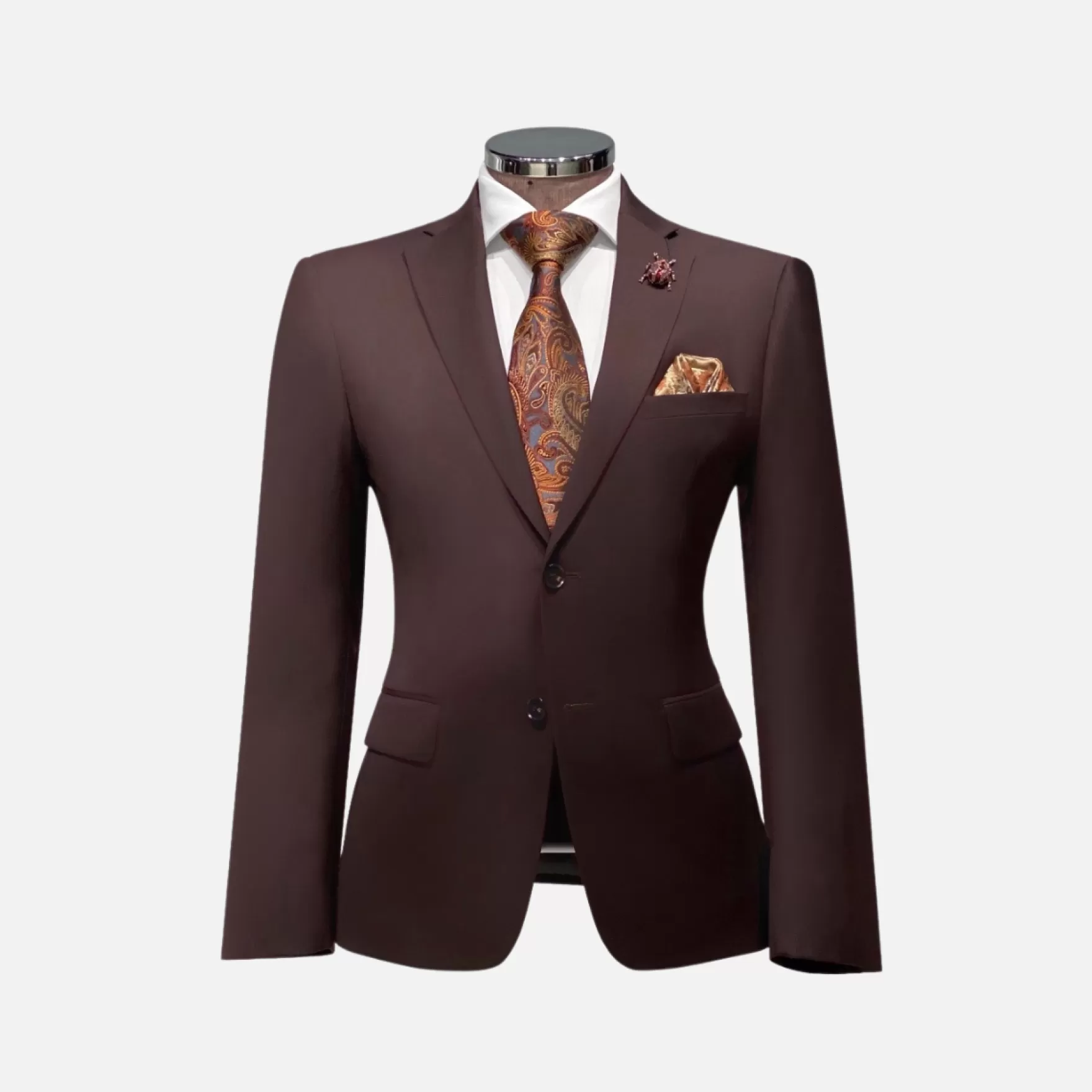 New Edition Fashion Suits-Dominic Solid Suit Wine