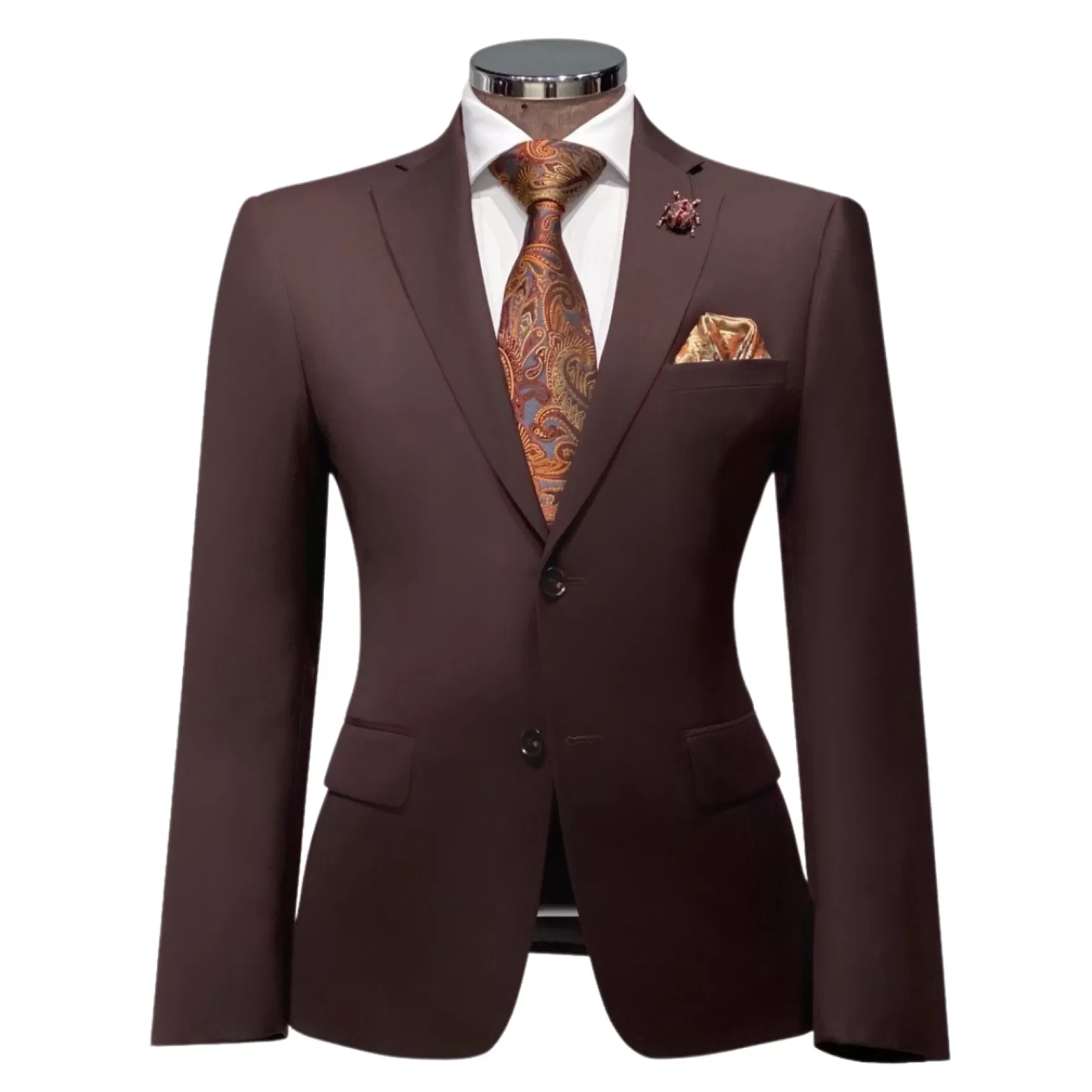 New Edition Fashion Suits-Dominic Solid Suit Wine